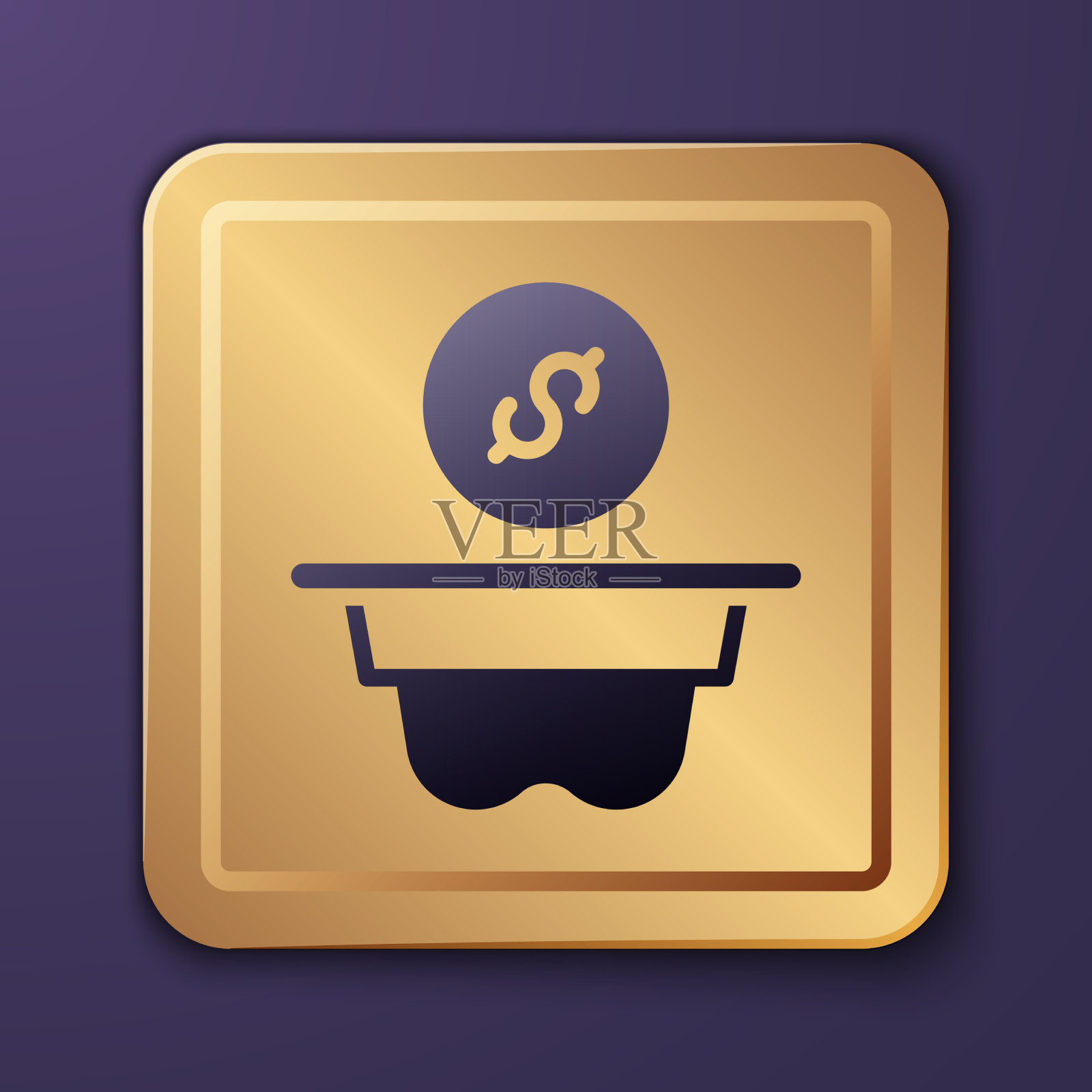 紫色捐款图标孤立在紫色上图标素材