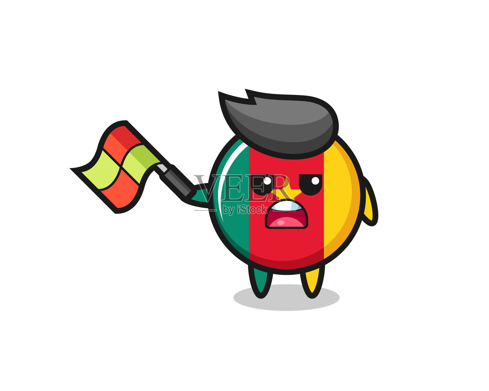 卡通喀麦隆国旗徽章为线裁判设计元素图片