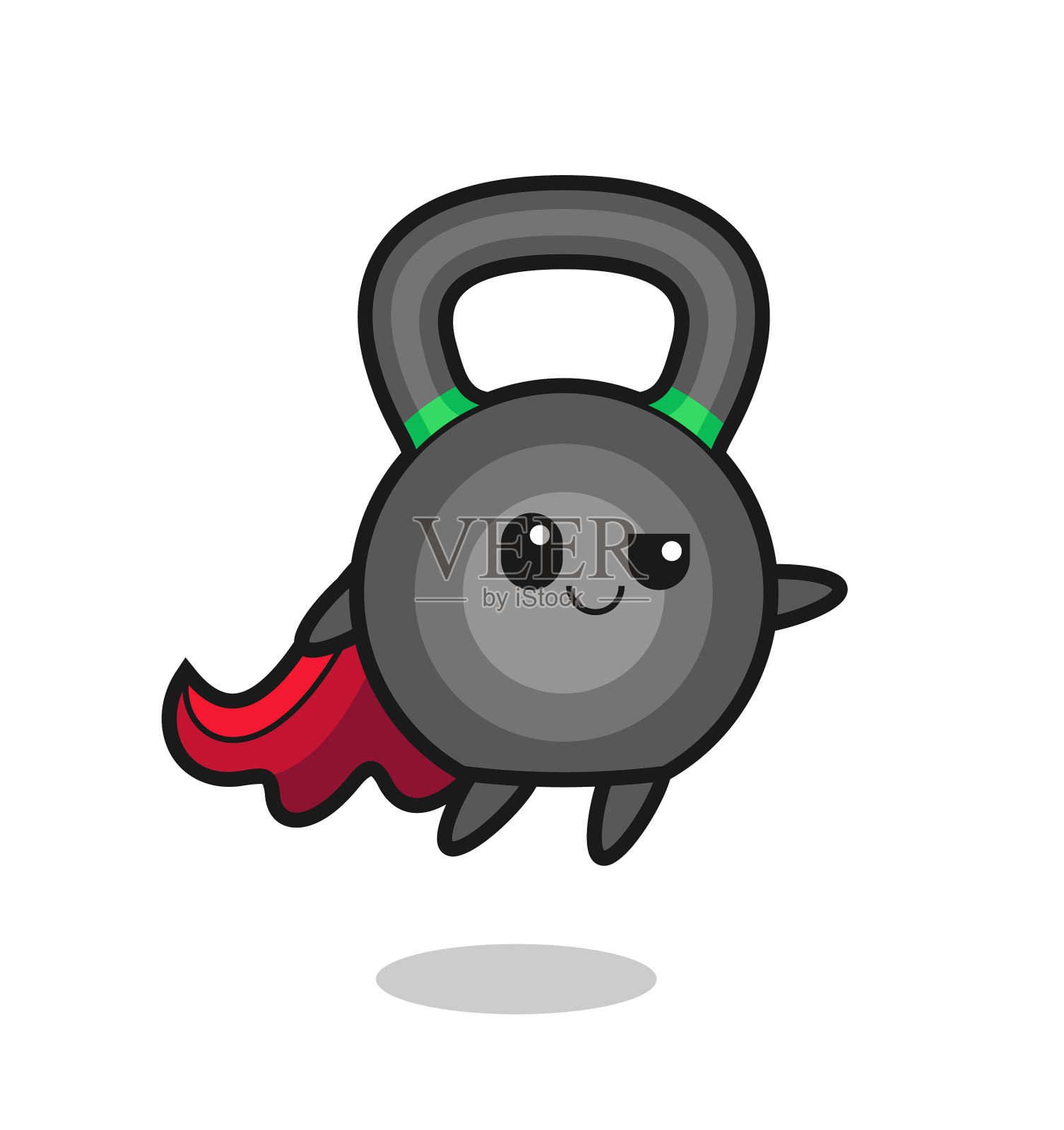 可爱的水壶球超级英雄正在飞设计元素图片