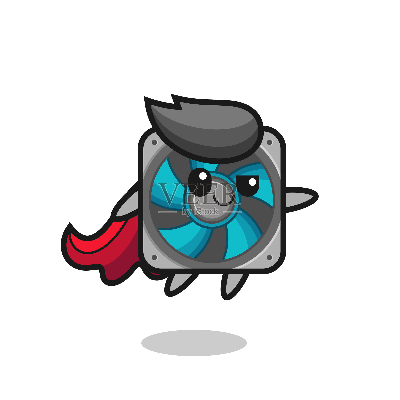 可爱的电脑迷超级英雄正在飞设计元素图片