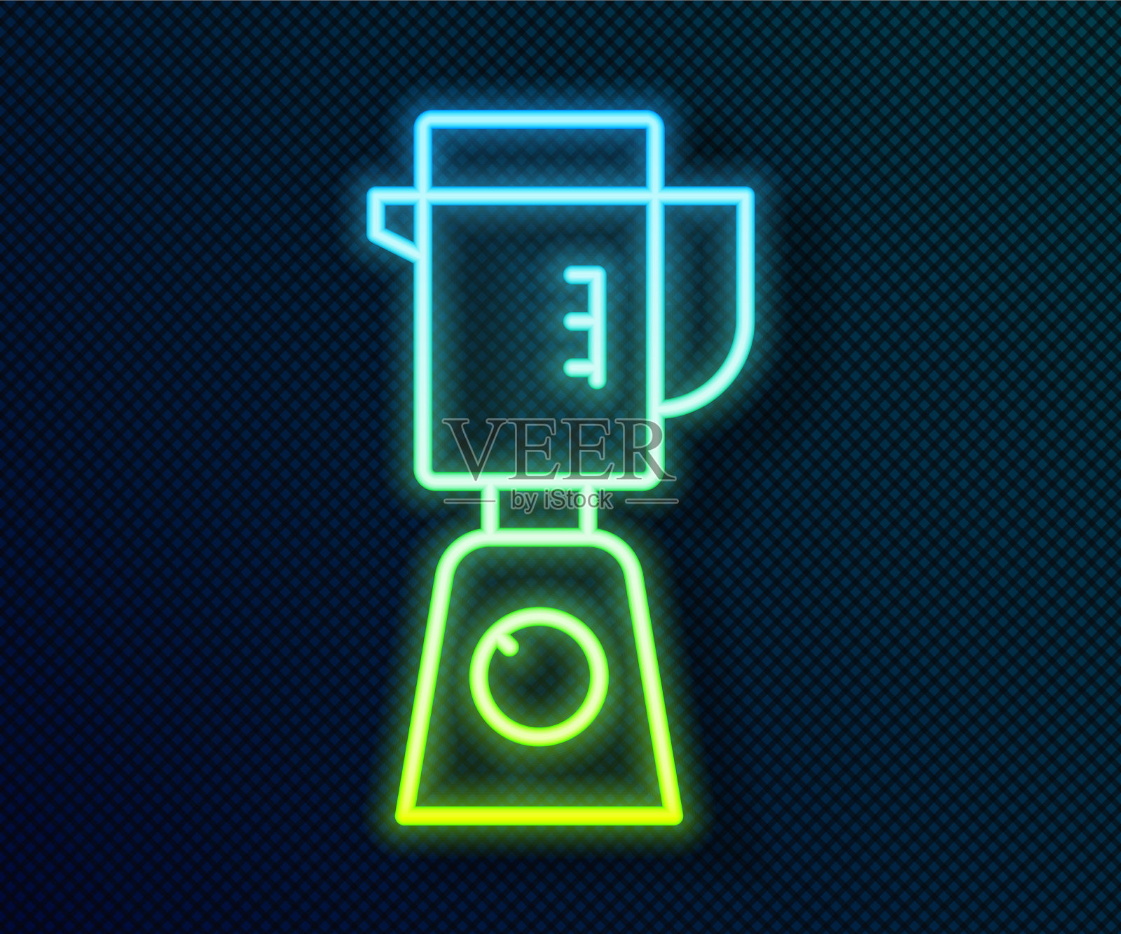 发光的霓虹灯线搅拌机图标孤立在黑色插画图片素材