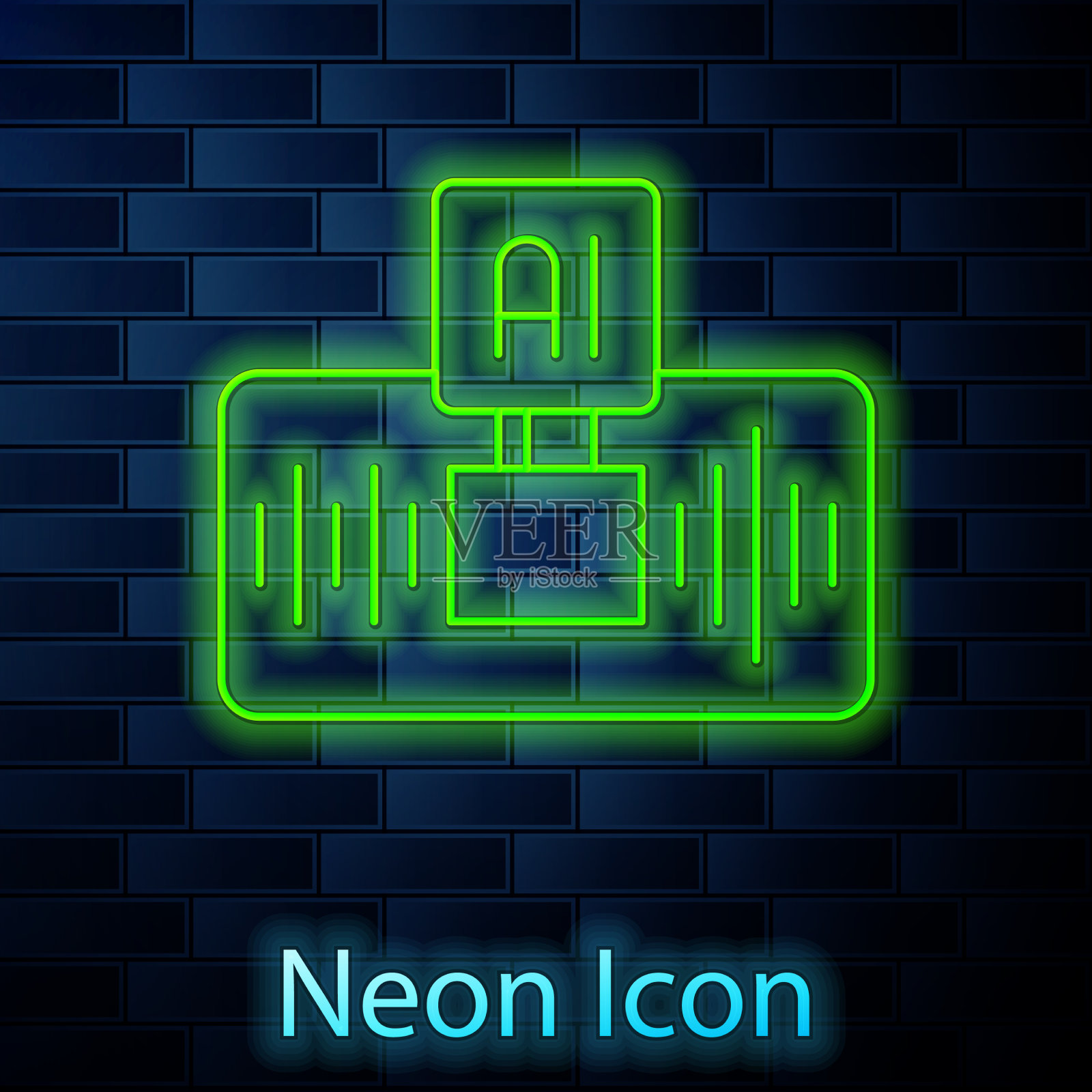 发光的霓虹灯线人工智能ai图标插画图片素材