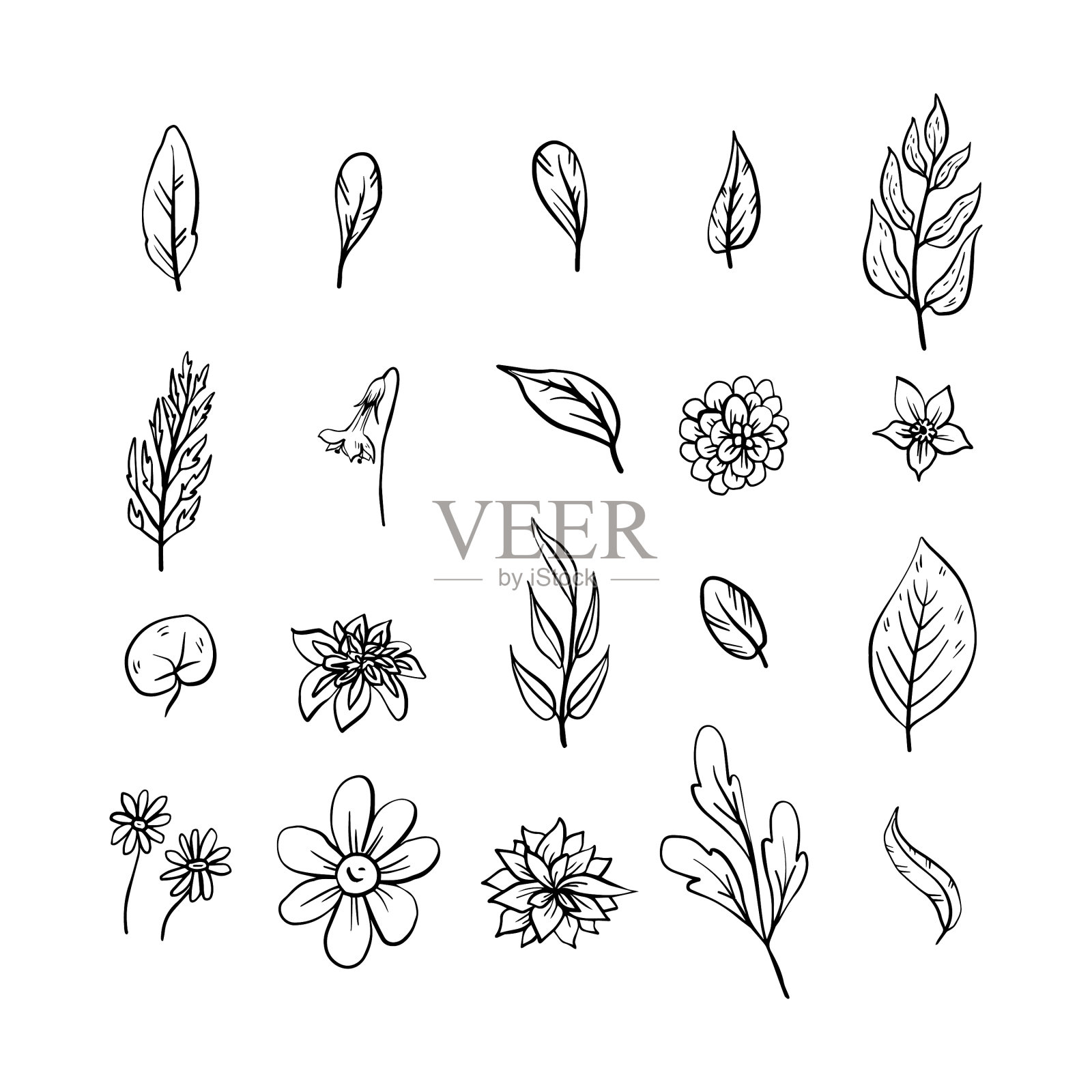 一套手画的花图标素材