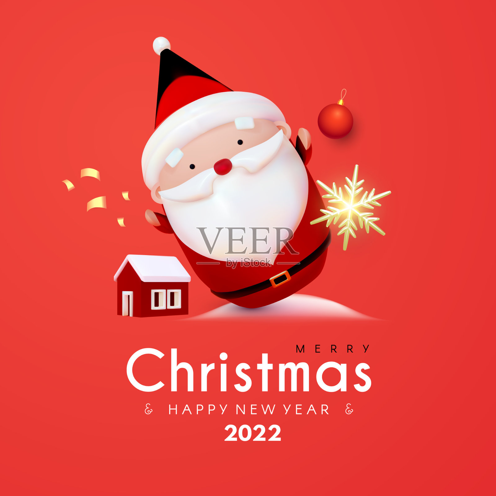 圣诞快乐,新的2022年快乐插画图片素材