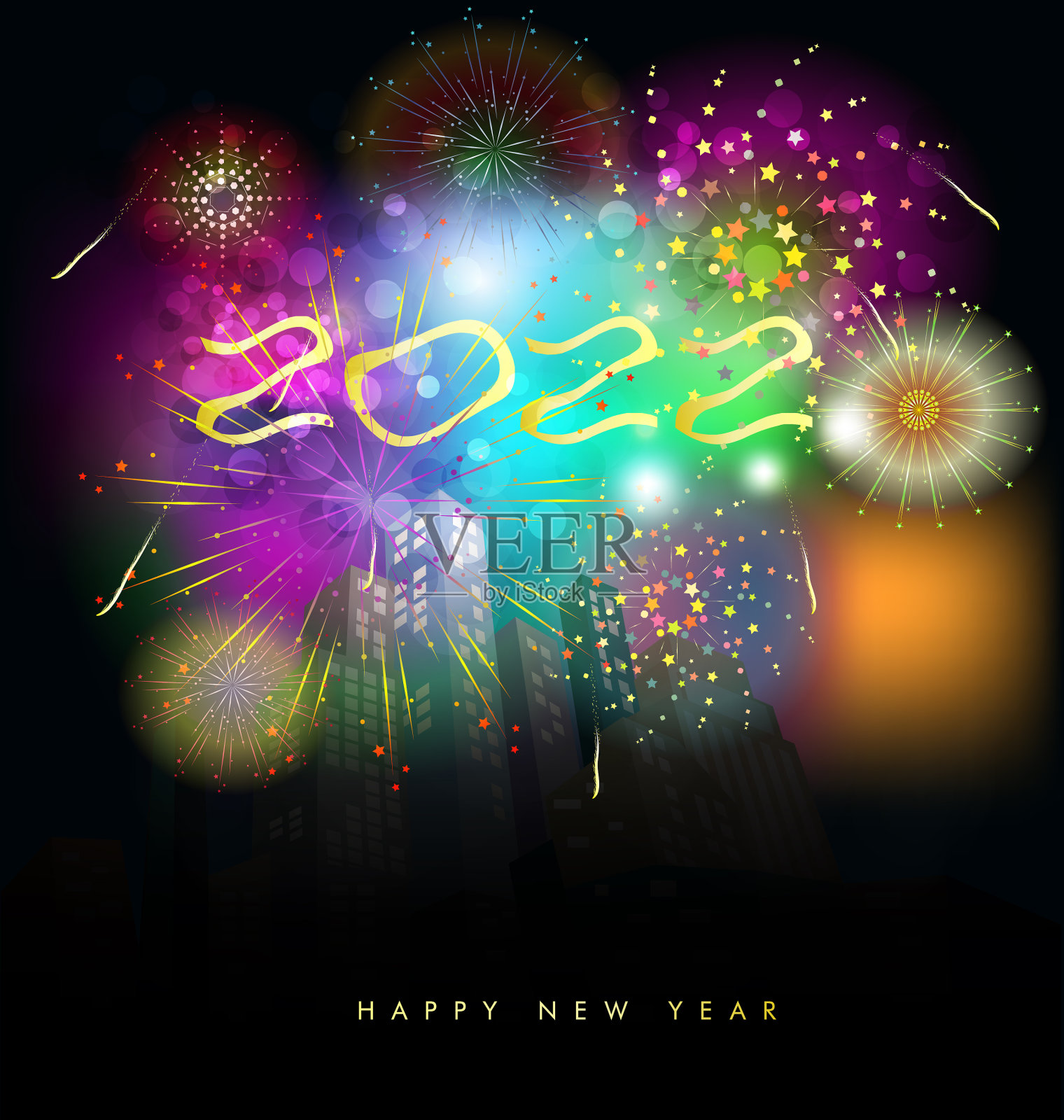 新年快乐2022背景金光闪闪插画图片素材