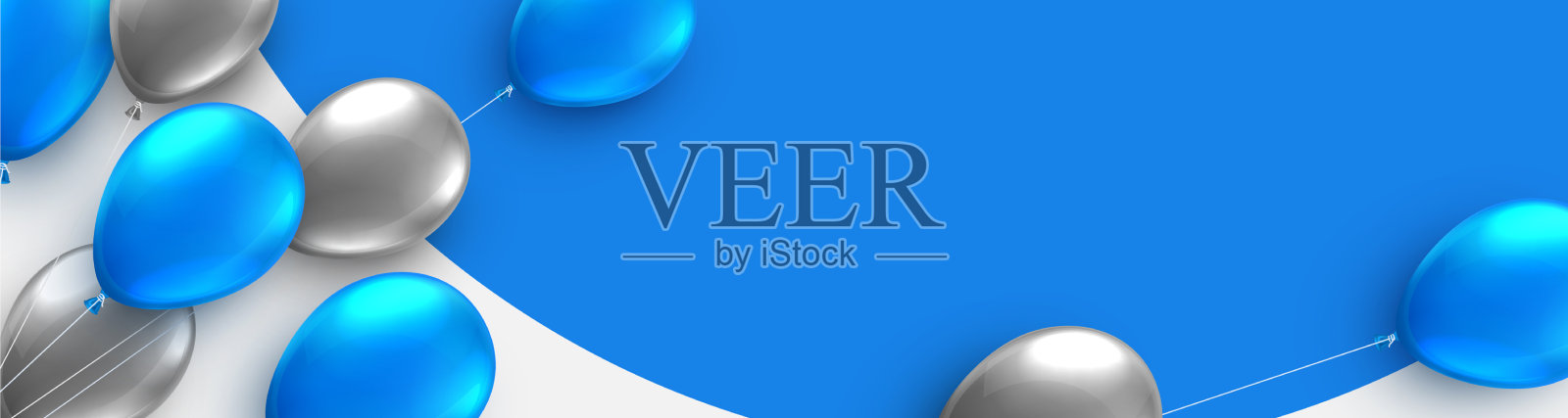 蓝色和银色的有线的铝箔气球插画图片素材