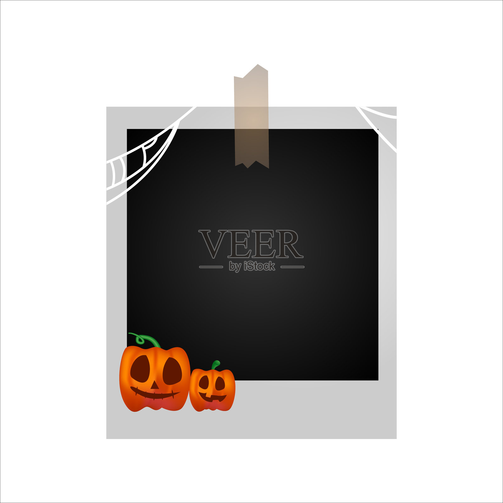 空宝丽来相框万圣节设计主题插画图片素材