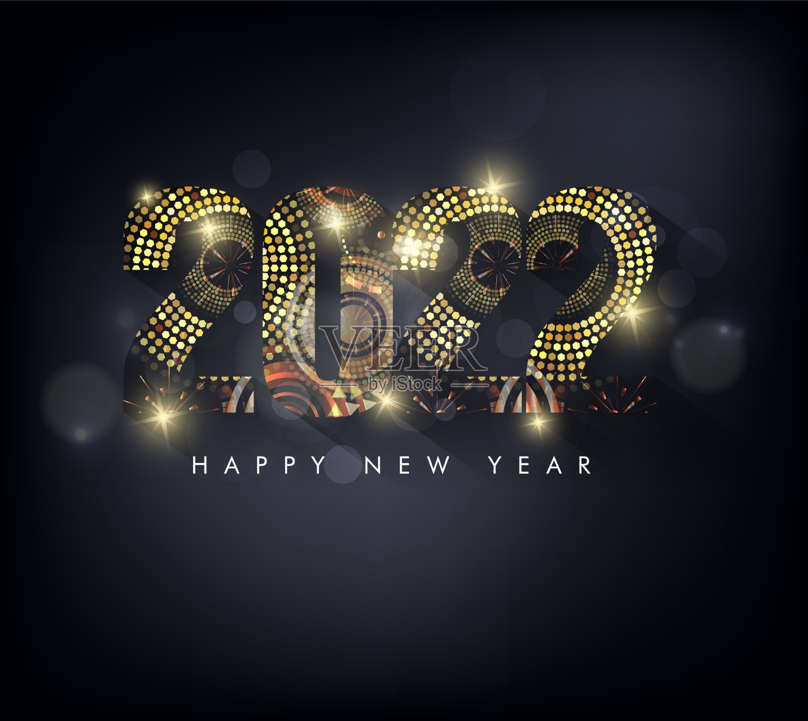 新年快乐2022背景金光闪闪插画图片素材