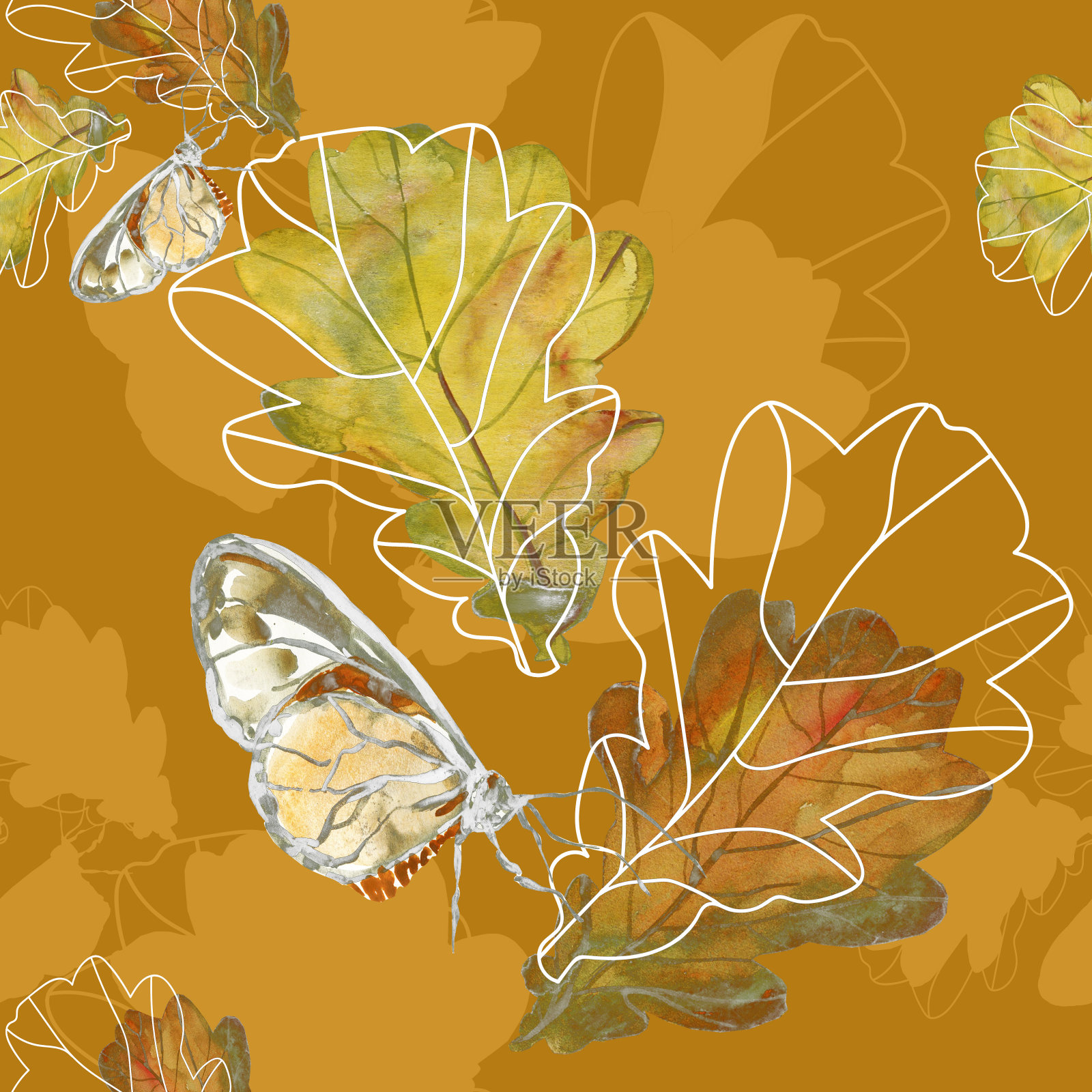 秋叶之静美。插画图片素材