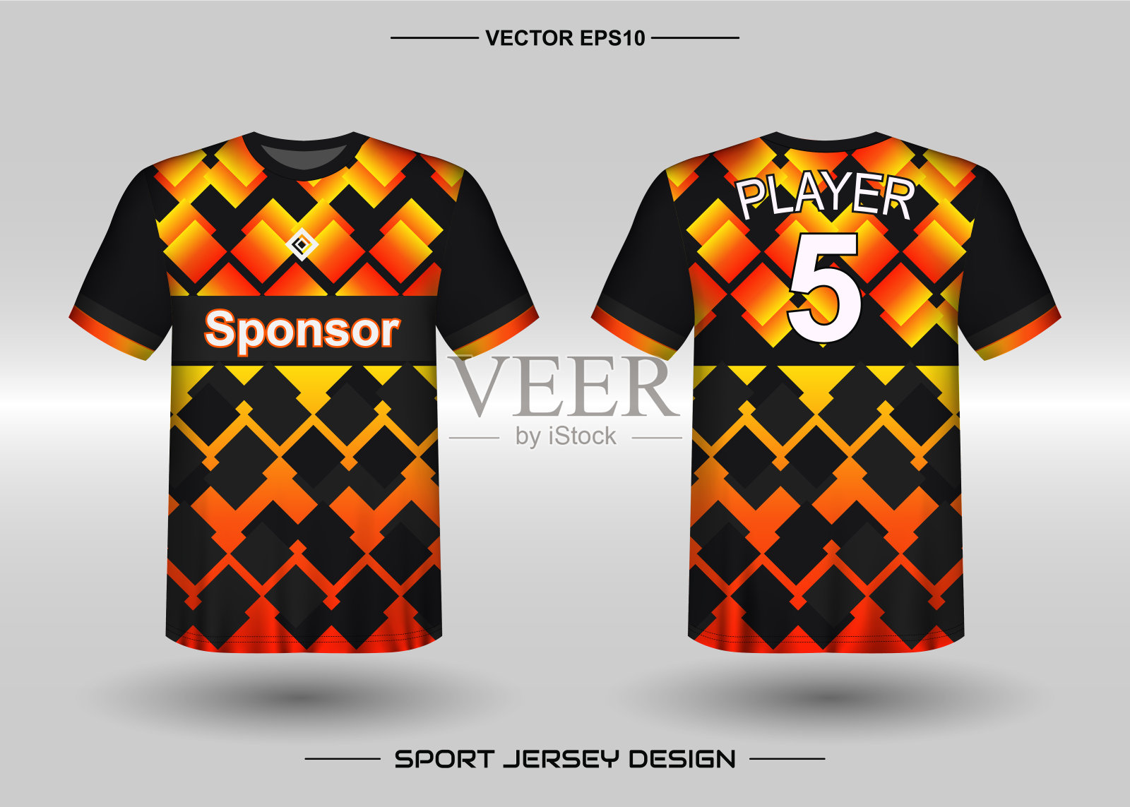 t恤衫运动矢量设计模板,足球俱乐部的足球运动衫模型。前后视图一致。服装男性成人插画图片素材