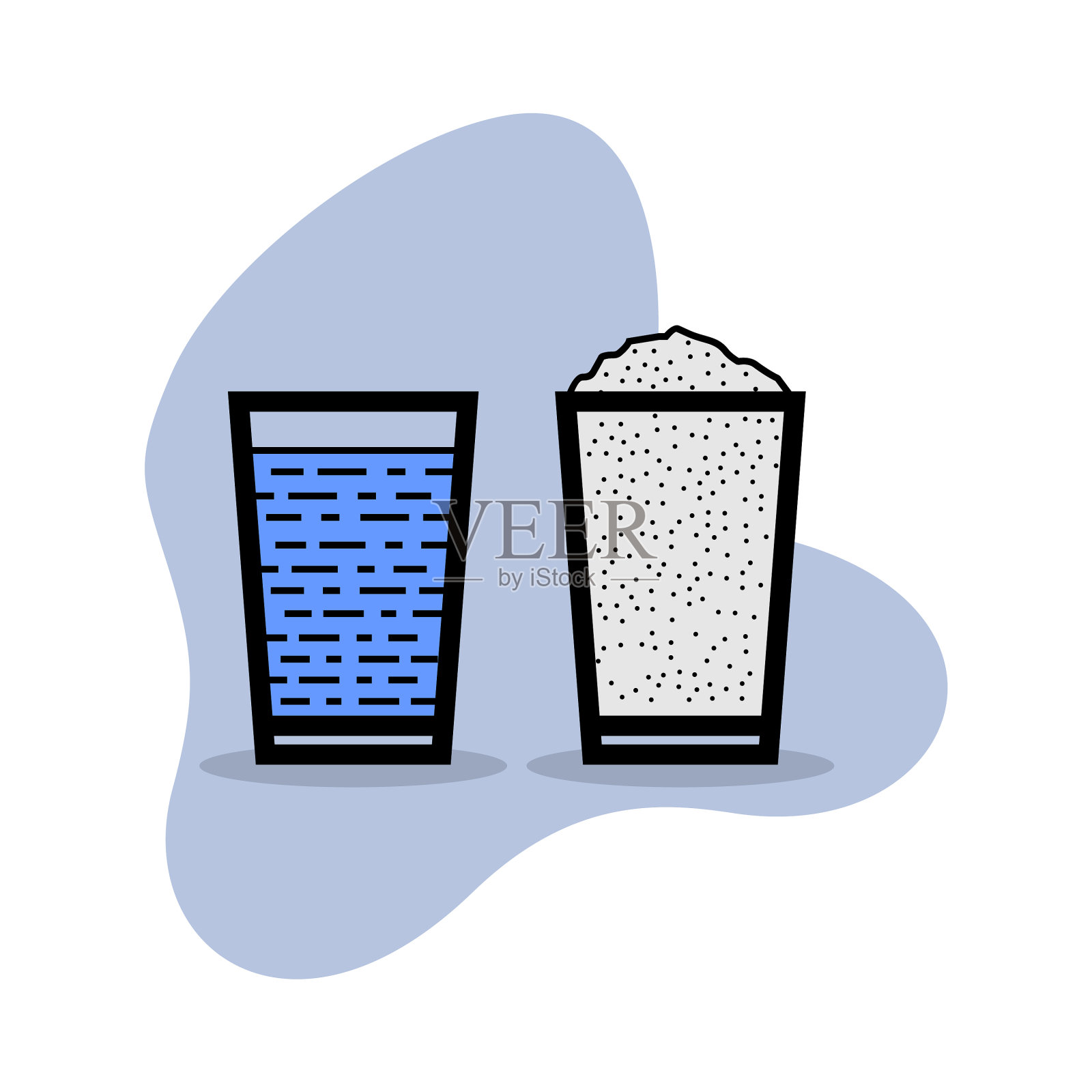 一杯水,一杯米粉插画图片素材