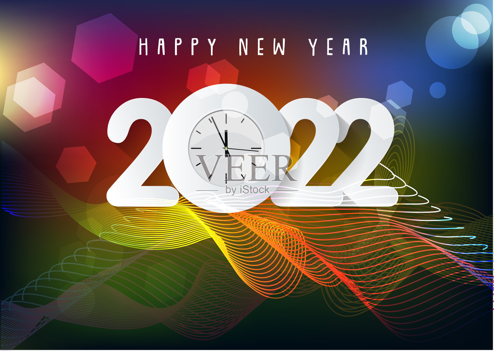 新年快乐2022背景金光闪闪插画图片素材