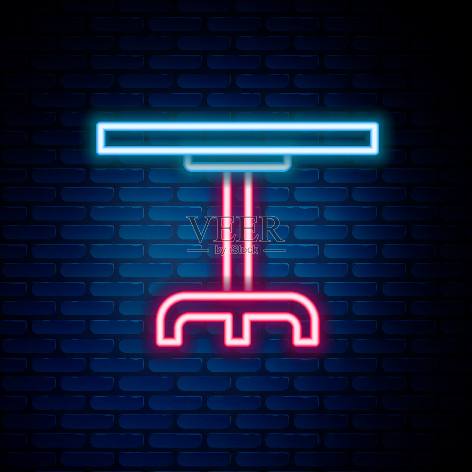 发光的霓虹灯线圆桌图标孤立上插画图片素材