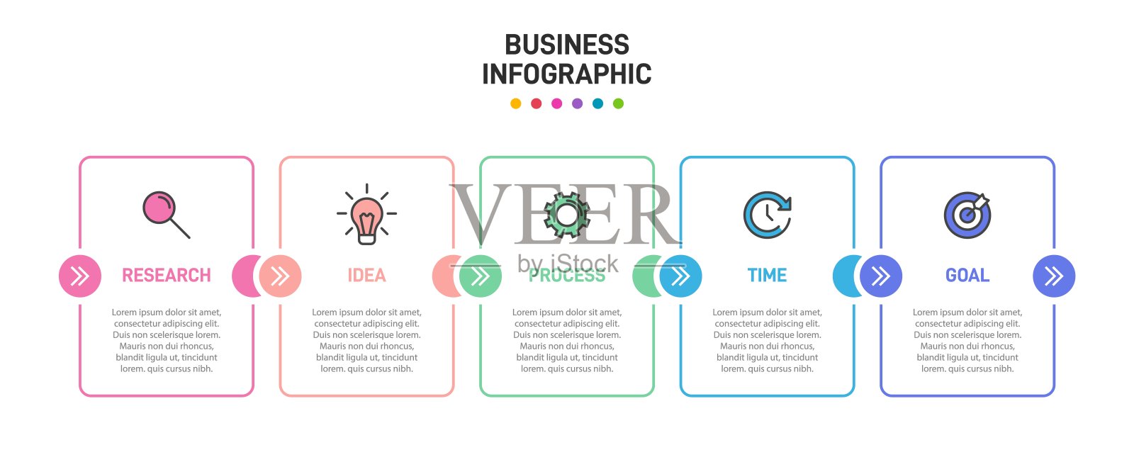 信息图形设计与图标和5个选项或步骤。细线的向量。信息图的业务概念。可用于信息图形,流程图,报告,网站,横幅,印刷材料。插画图片素材