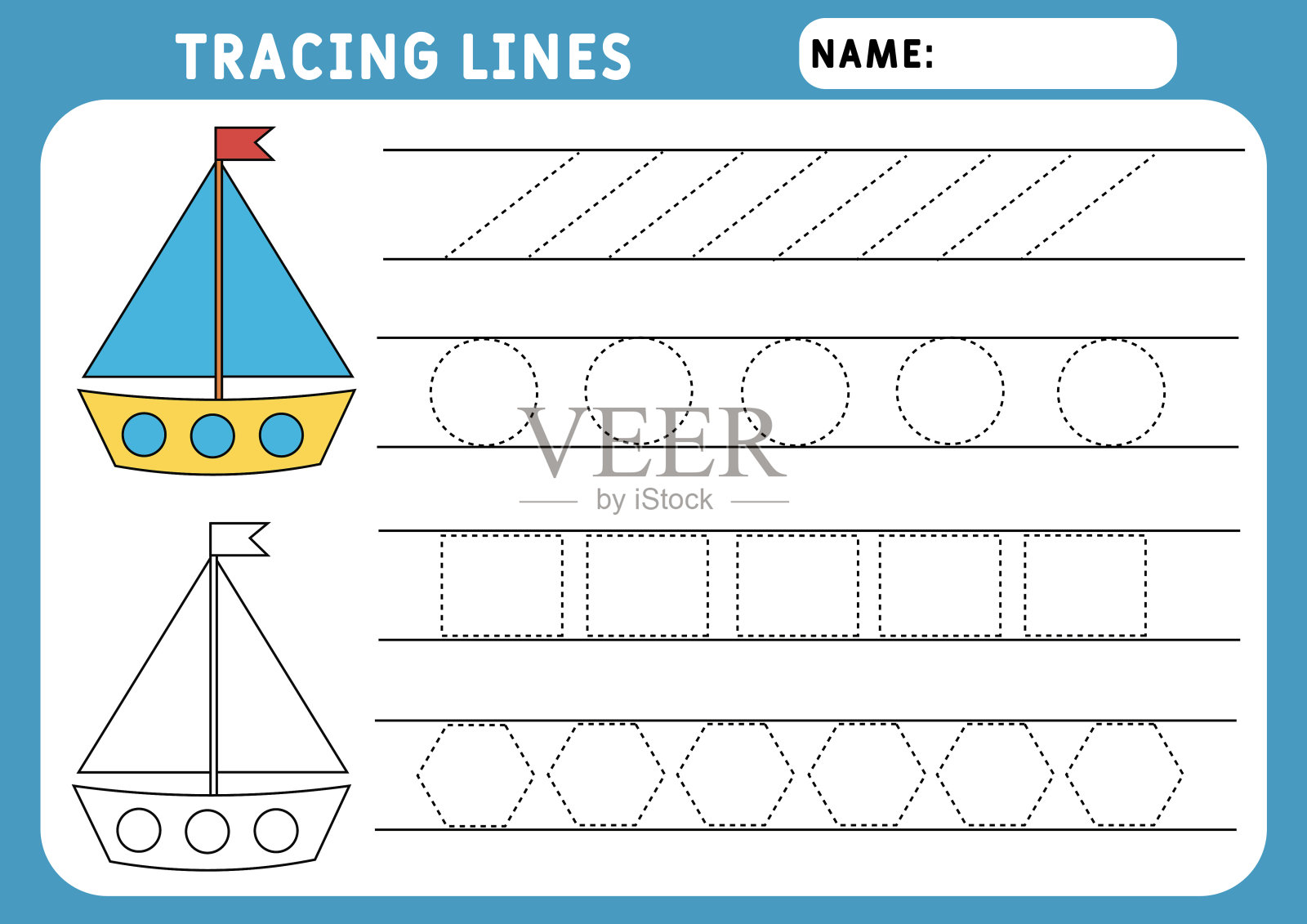 为孩子画线工作表插画图片素材