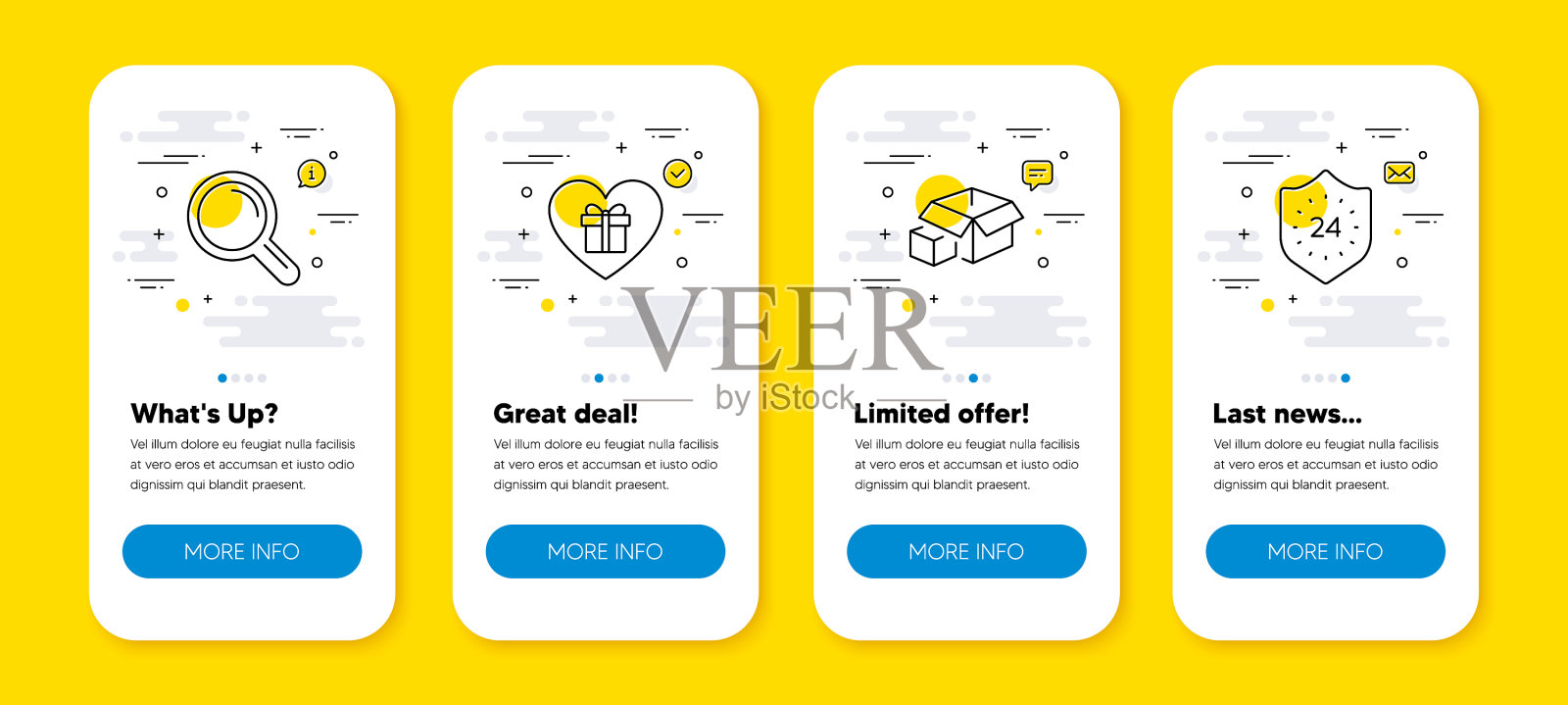 一套研究浪漫的礼物和包装图标素材