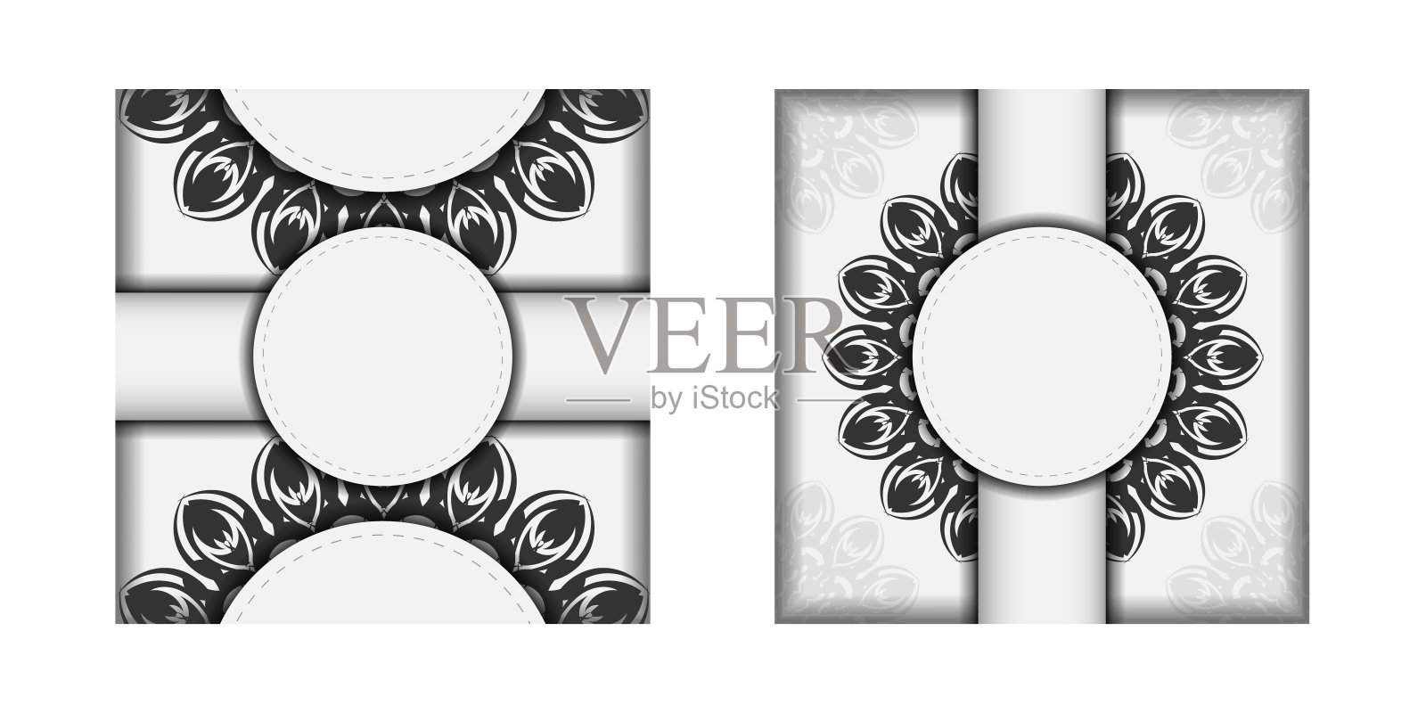 准备一个邀请与您的文本和黑色图案的地方。为印刷设计明信片的模板插画图片素材