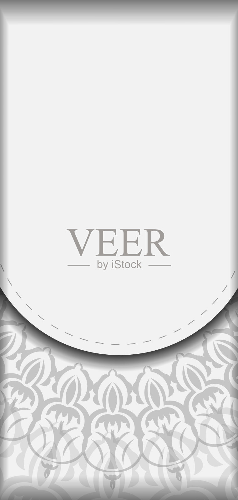 为你的文字和复古饰品准备一个地方的邀请。矢量模板印刷设计明信片与曼荼罗装饰白色。插画图片素材