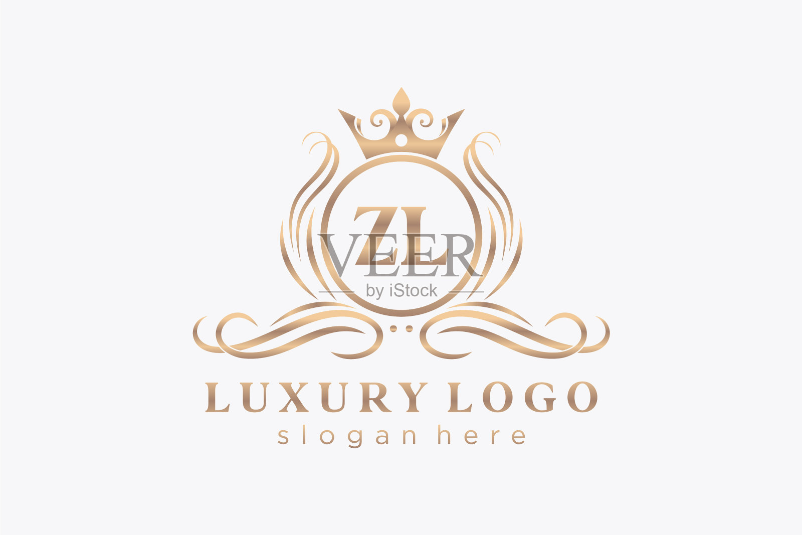 首字母zl皇家奢侈标志模板中插画图片素材