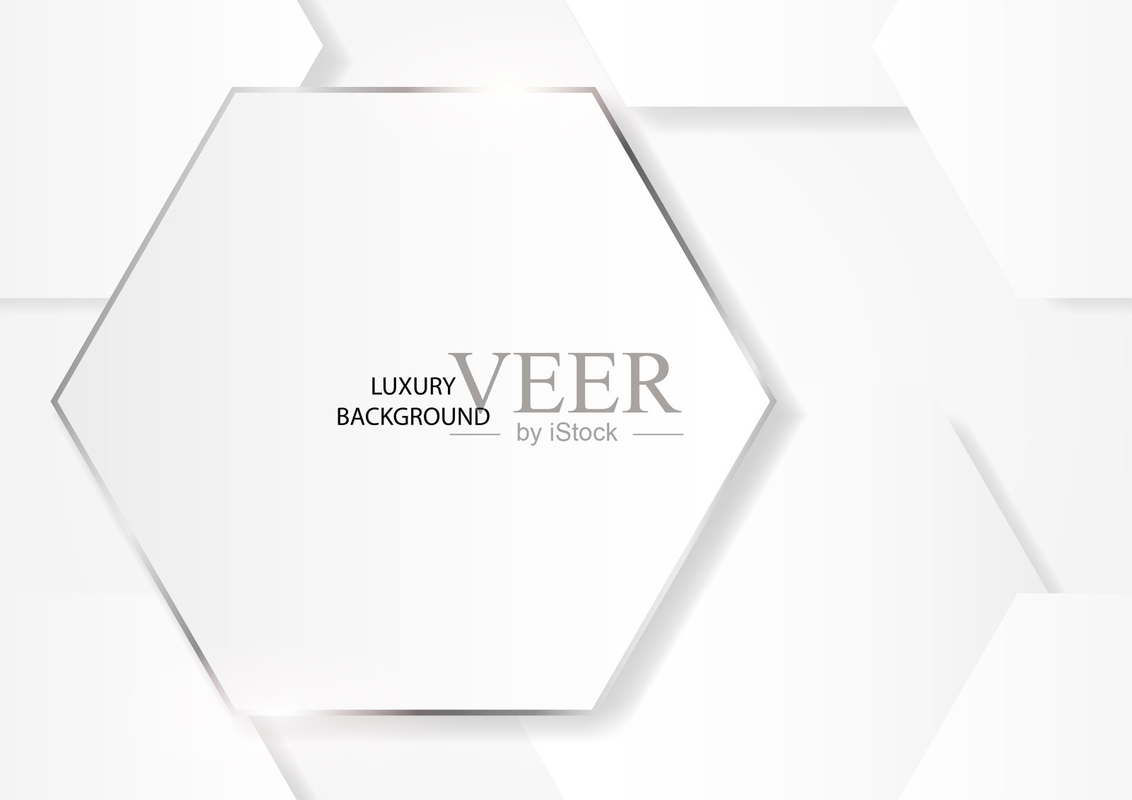 抽象干净的白色六角形与银框插画图片素材