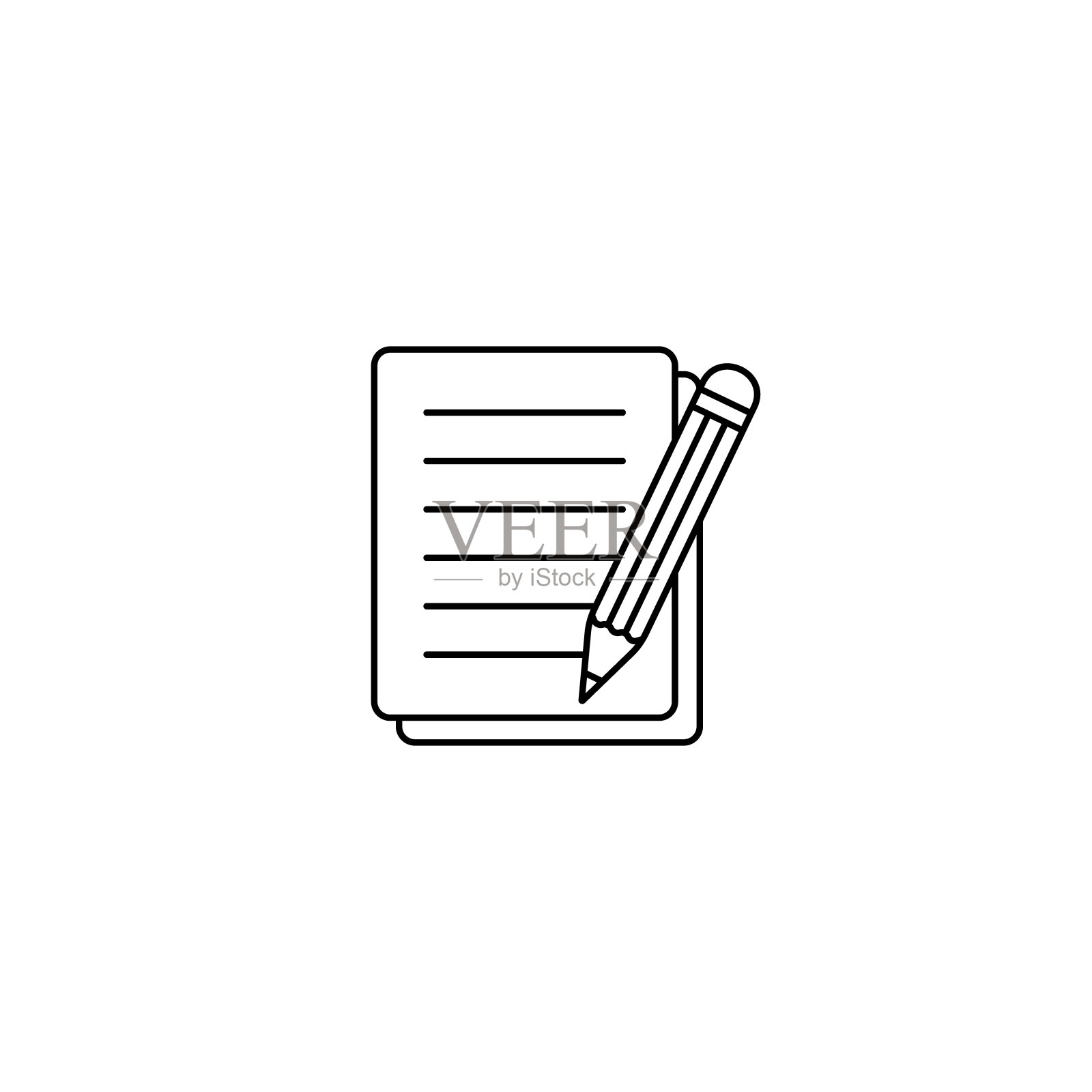 检查表的铅笔图标。铅笔与纸图标,合同矢量图标。测试图标。插画图片素材