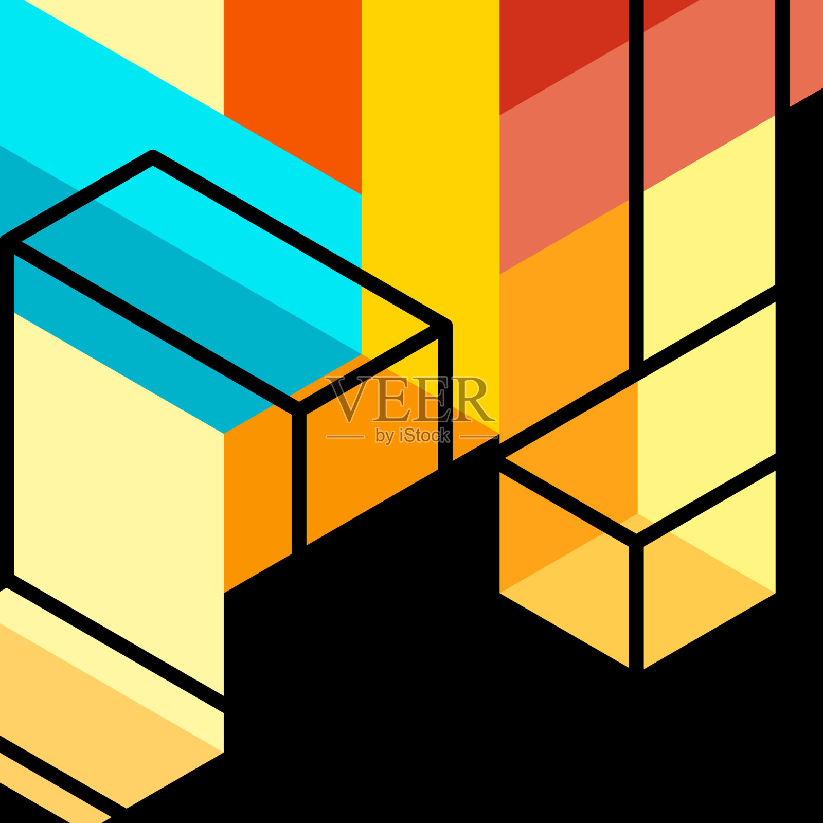 抽象背景三维立方体和立方体元素插画图片素材