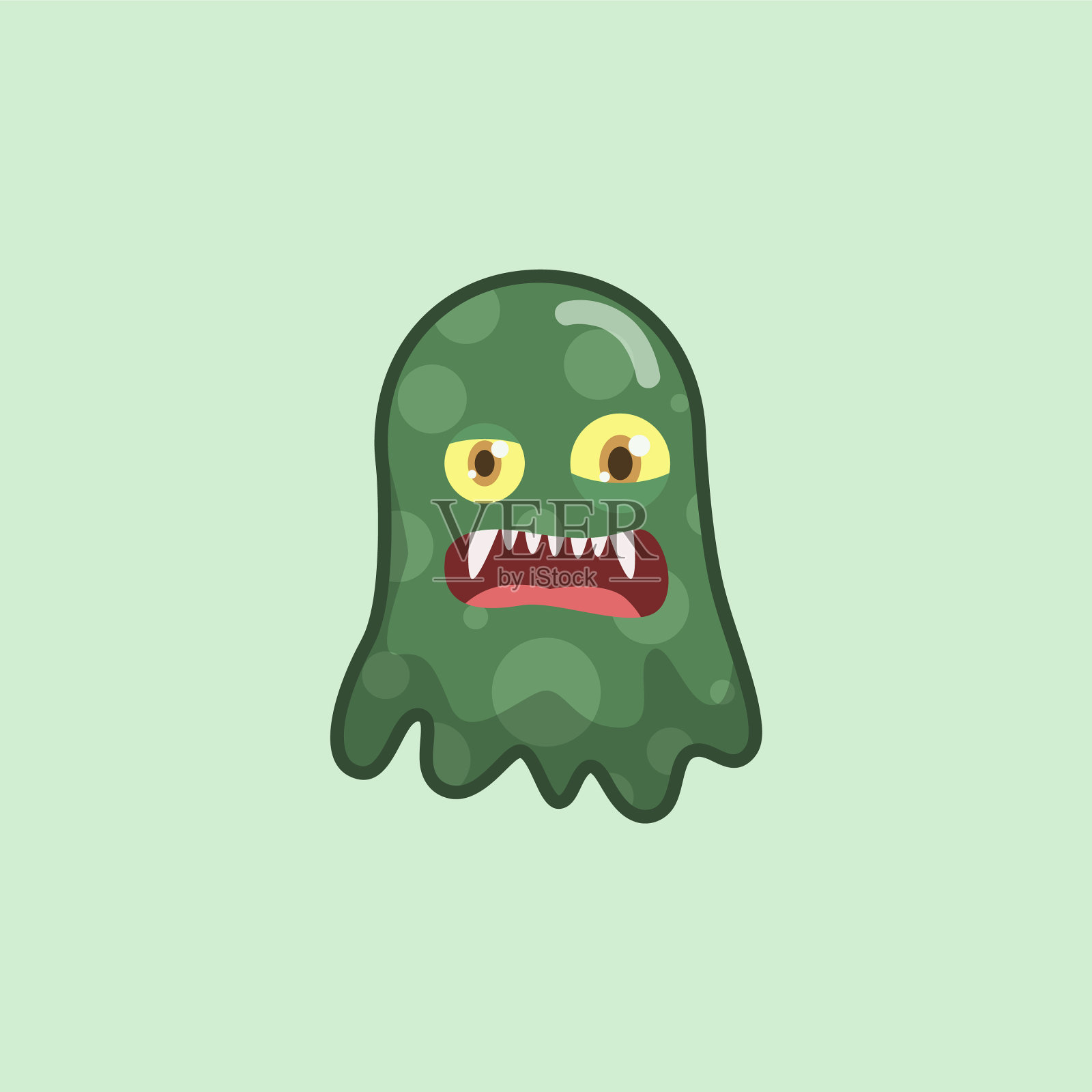 绿色可爱怪物卡通插画图片素材