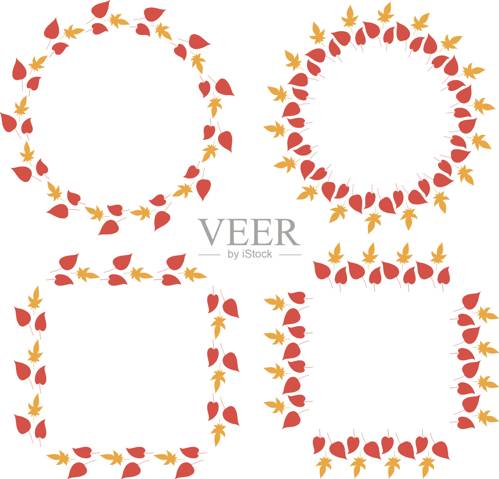 一套舒适的秋叶框架插画图片素材