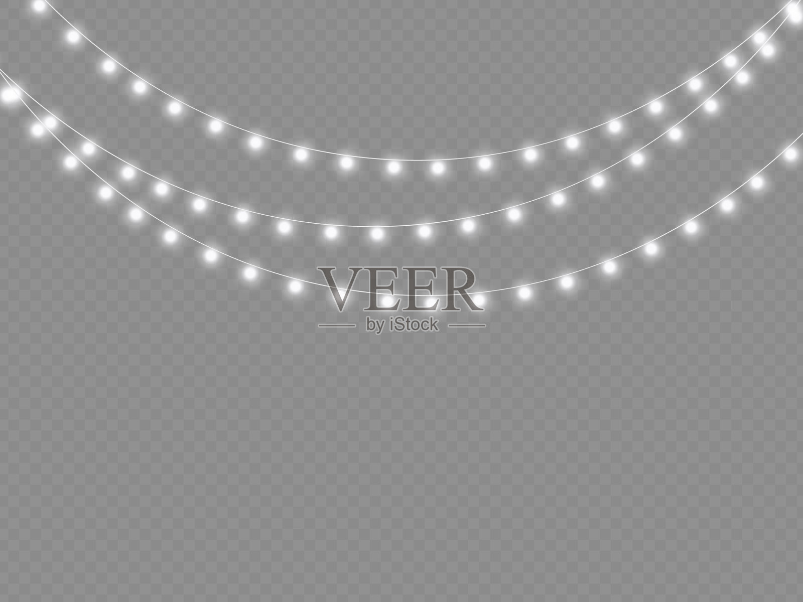 Led霓虹灯白色圣诞花环装饰插画图片素材