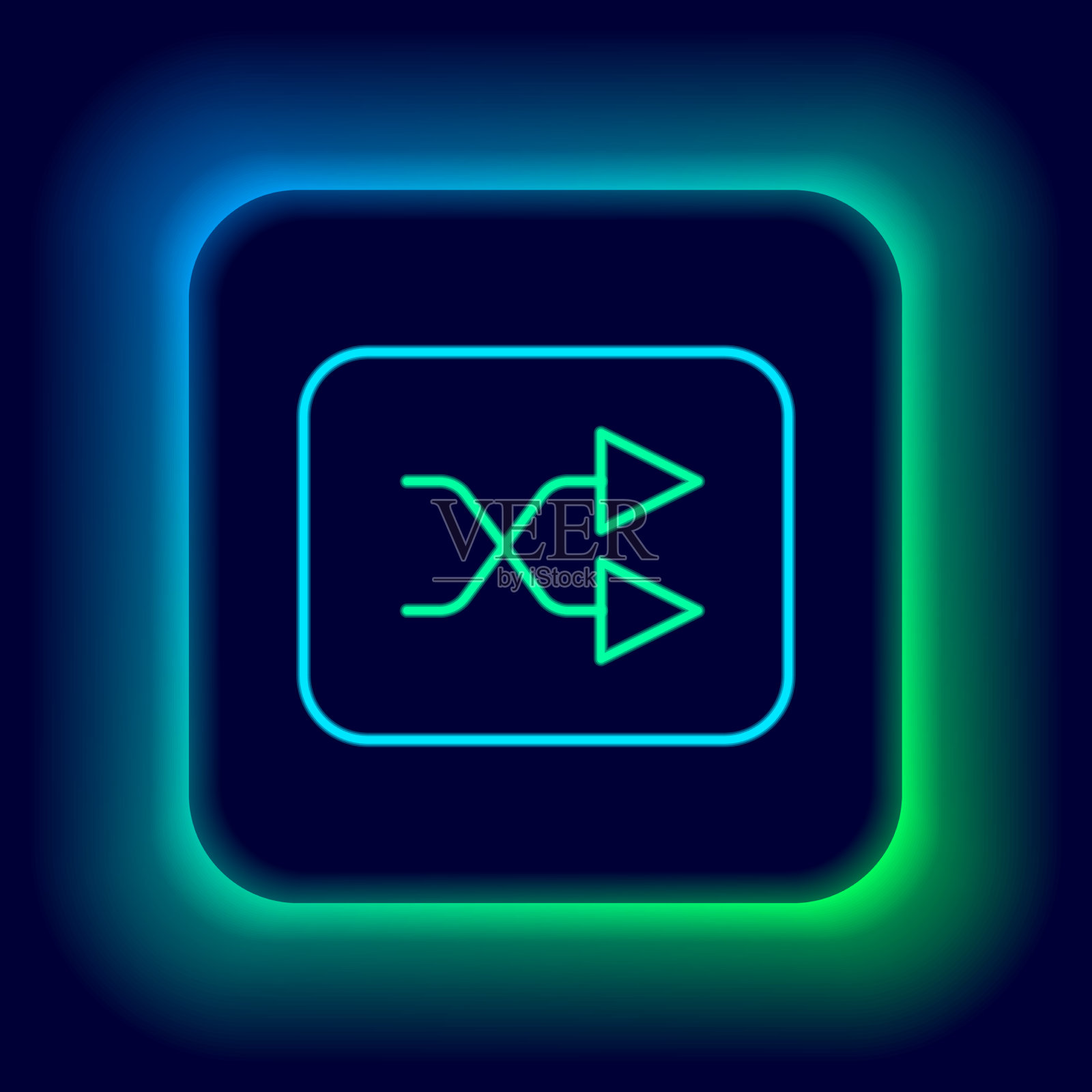 发光的霓虹灯线箭头洗牌图标孤立插画图片素材