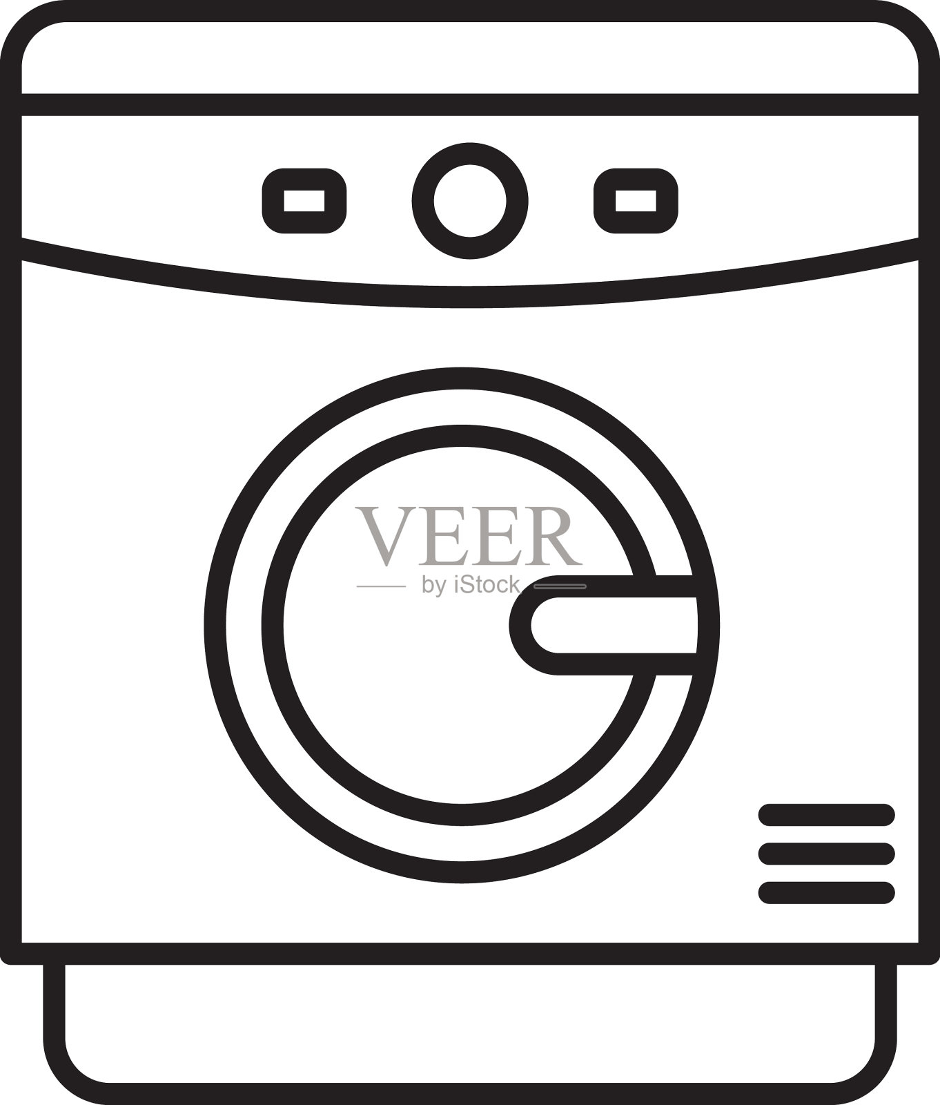 洗衣机图标模板黑色可编辑插画图片素材