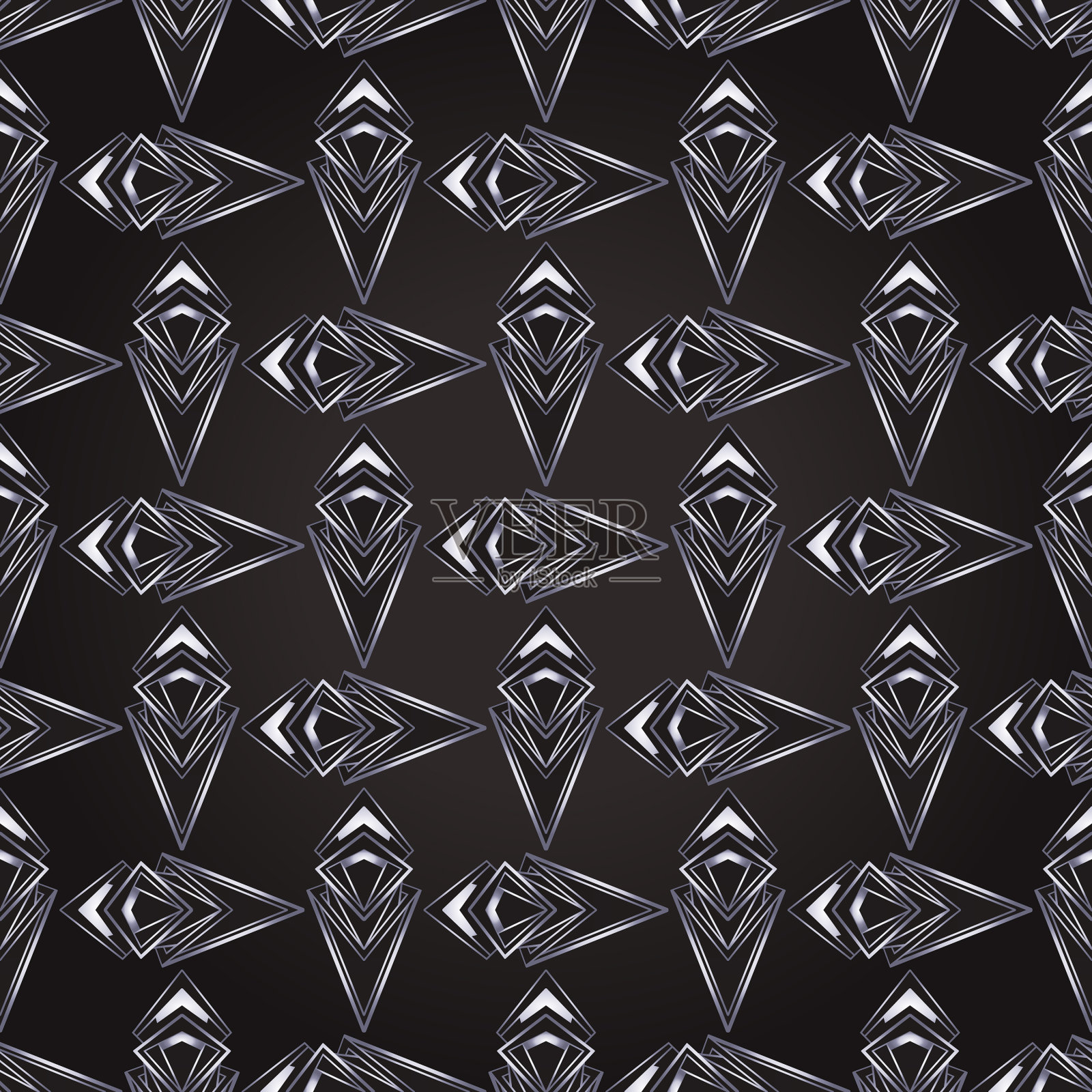 装饰艺术风格几何无缝图案在黑色插画图片素材