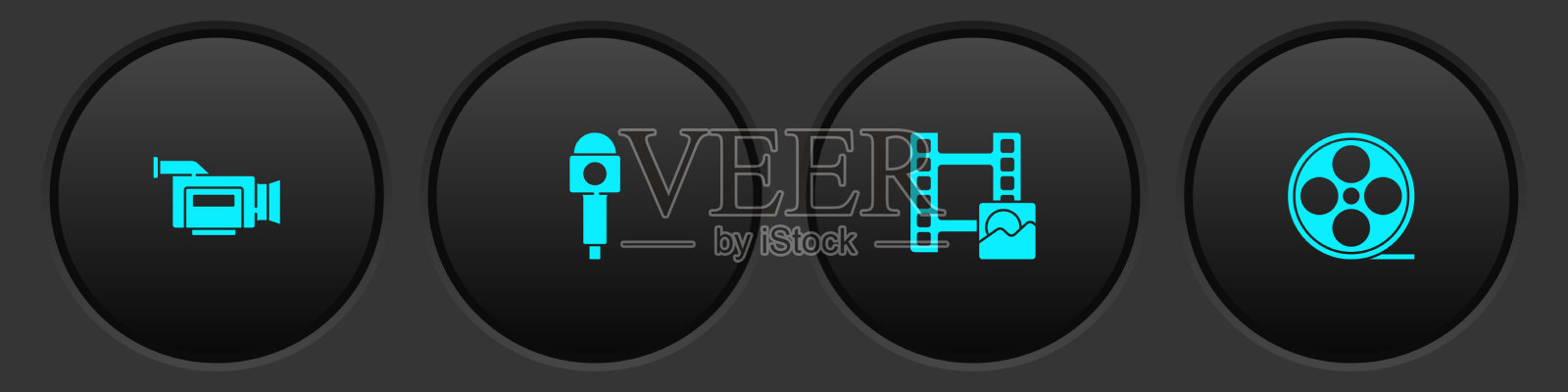 设置电影摄像机麦克风播放视频和电影图标素材