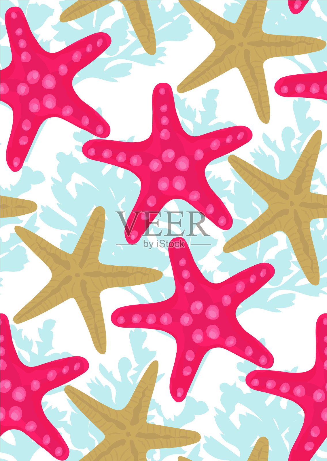 无缝图案的彩色海星插画图片素材