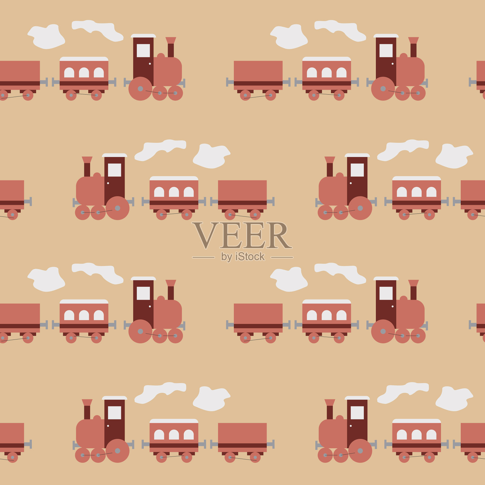 形状无缝模式与可爱的粉红色蒸汽插画图片素材