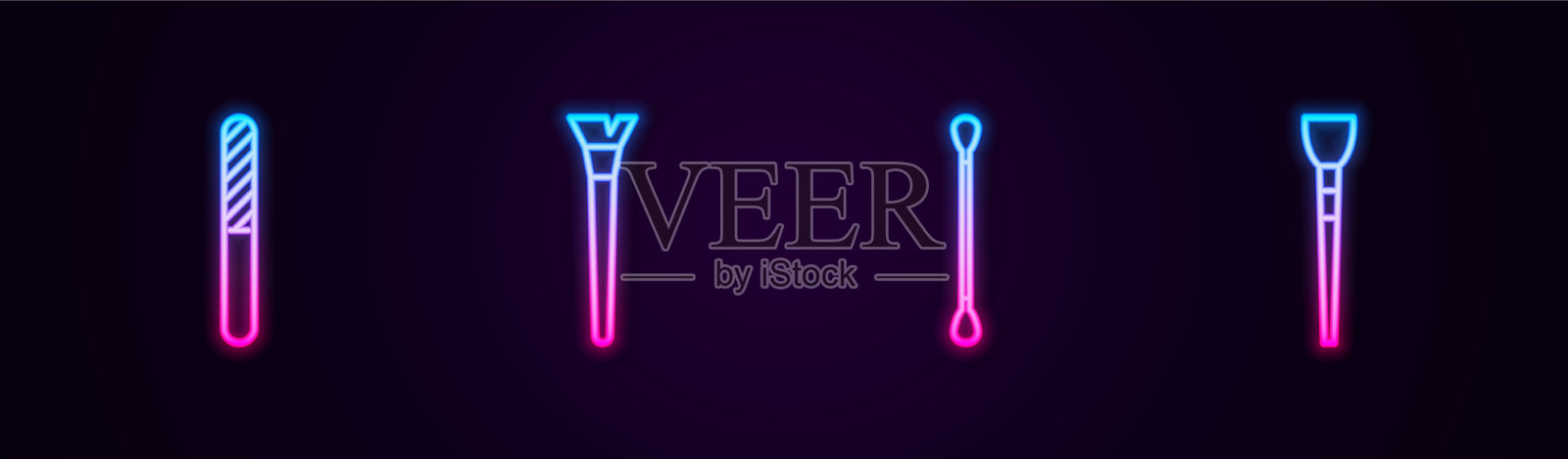 定线、指甲锉、化妆刷、棉签插画图片素材