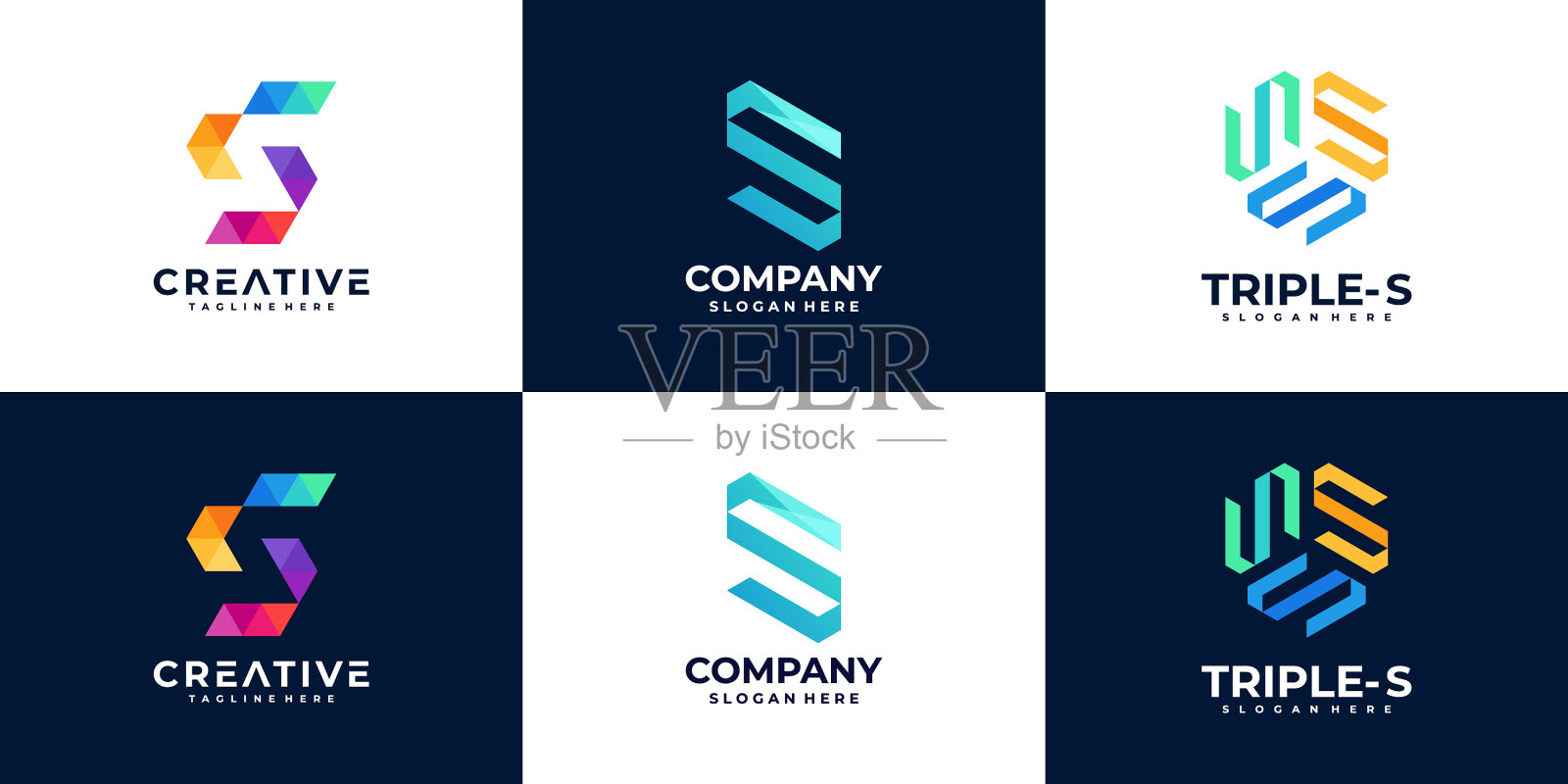 一套创造性的字母标志设计模板插画图片素材