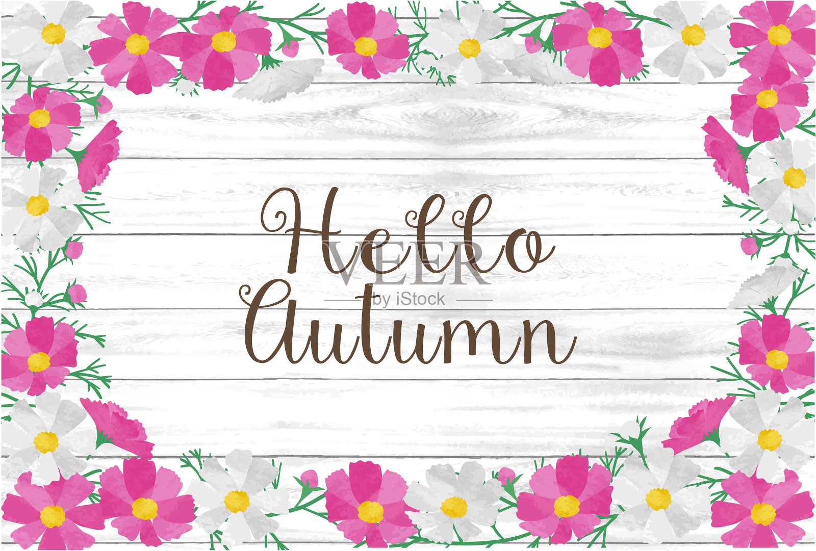 背景材料为白色木材和宇宙的形象,具有水彩的触感插画图片素材