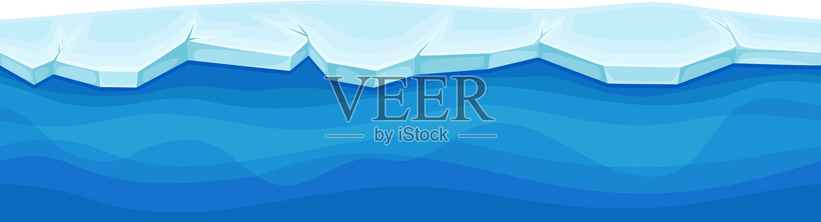 蓝蓝的水面上有冰和冰冻的固体层插画图片素材