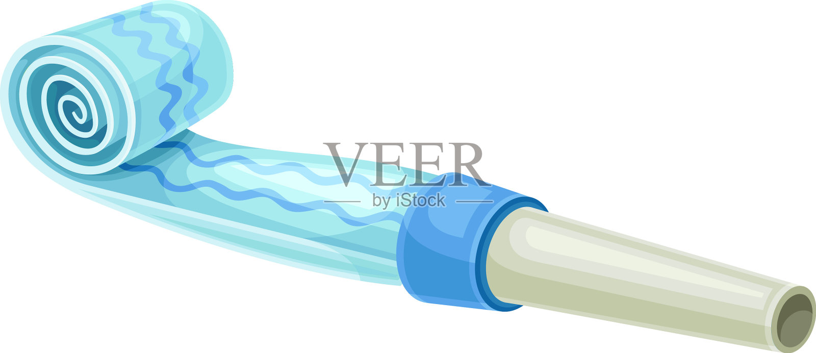 蓝色派对口哨作为生日玩具和配件插画图片素材