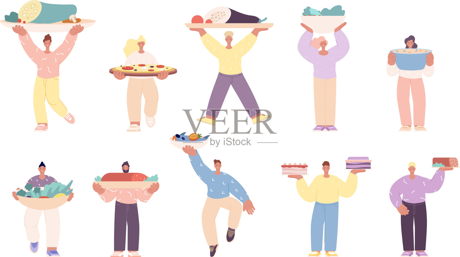烹饪人物节日大餐插画图片素材