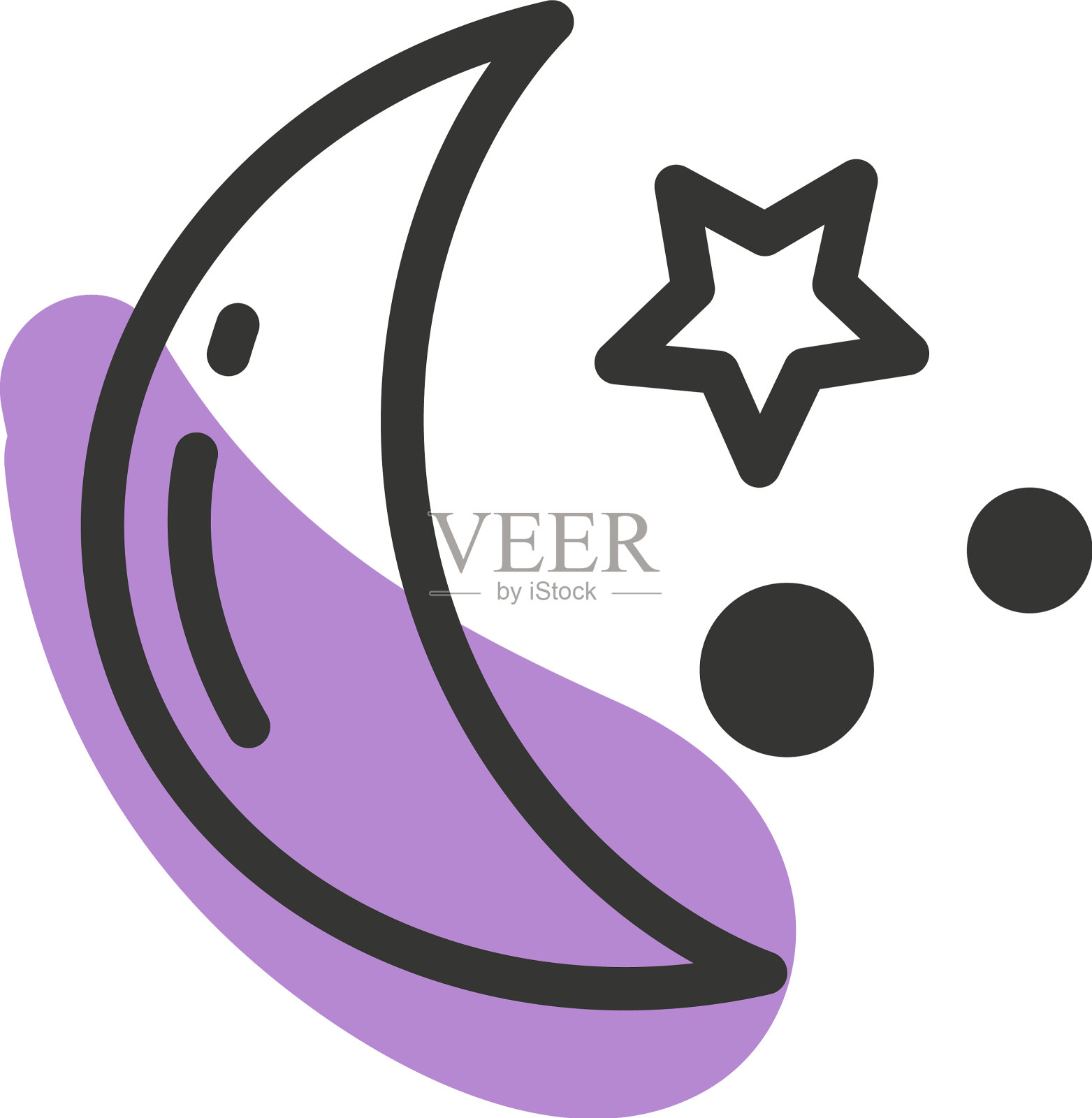 白色背景上的月亮和星星设计元素图片