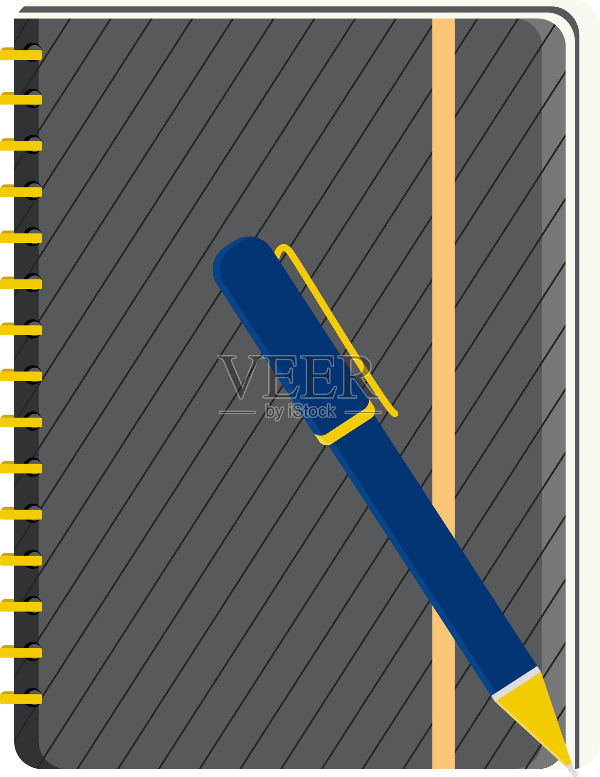 白色背景的灰色笔记本插画图片素材