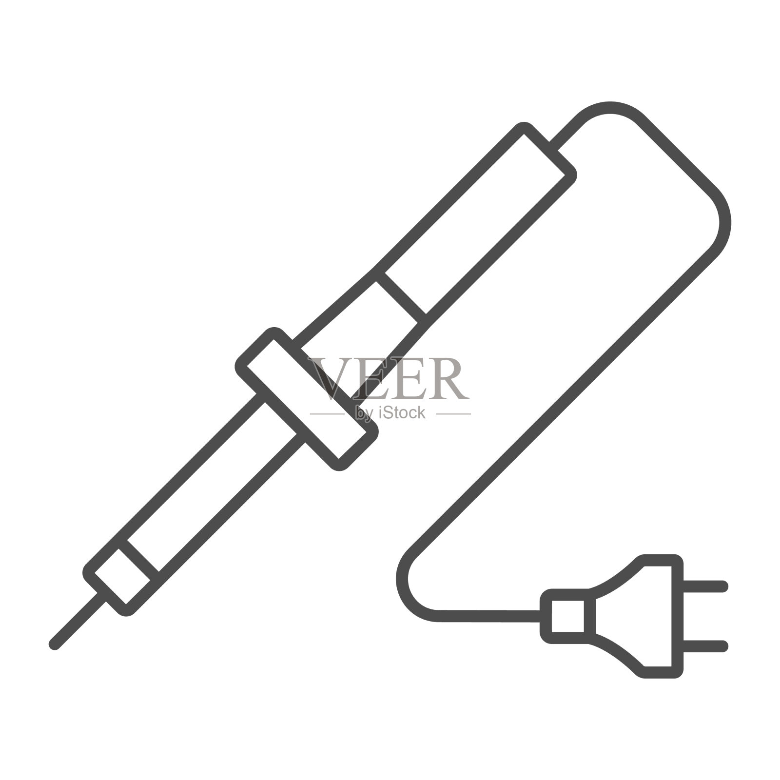 烙铁与插头细线图标插画图片素材