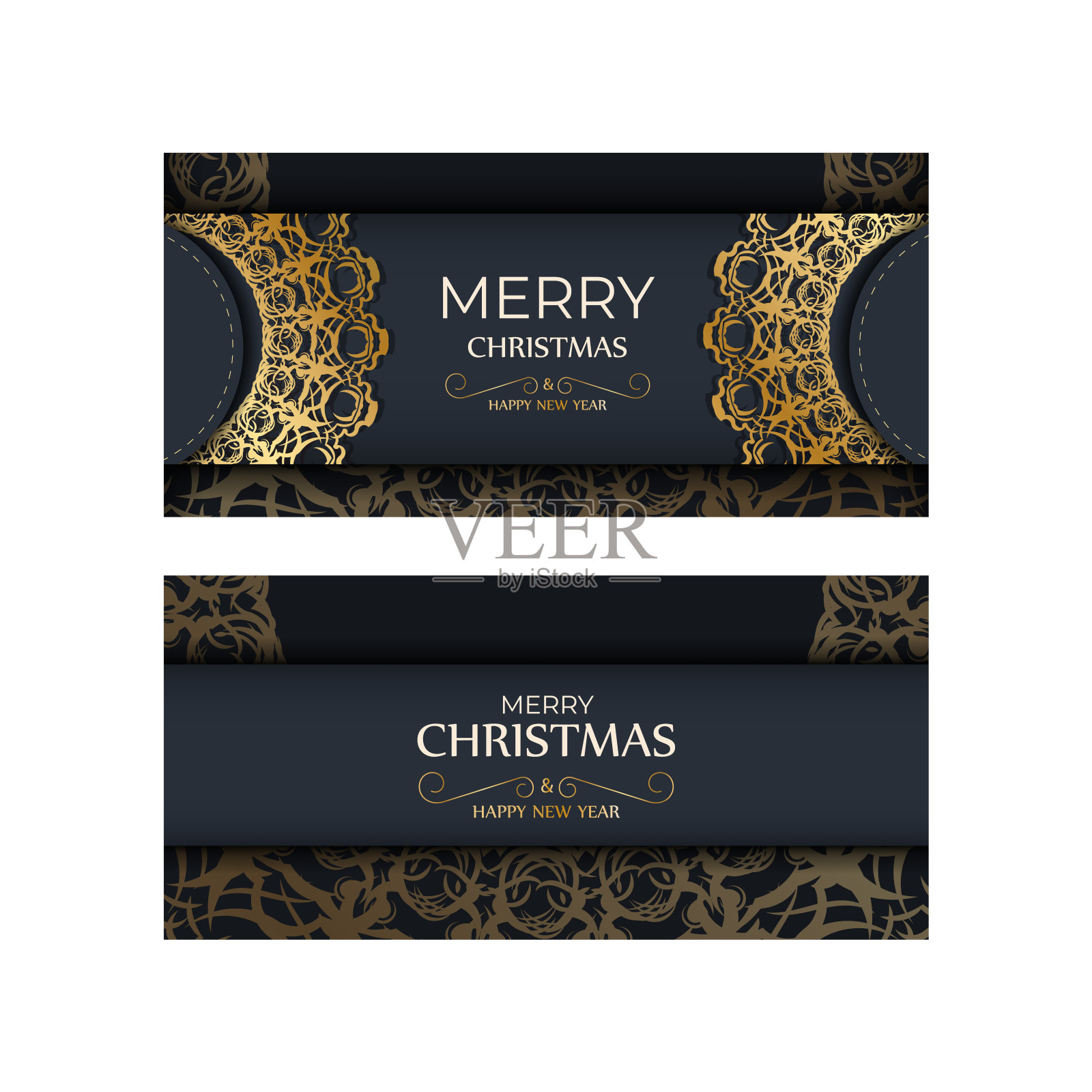 节日宣传册,圣诞快乐,深蓝色,抽象金色装饰设计模板素材