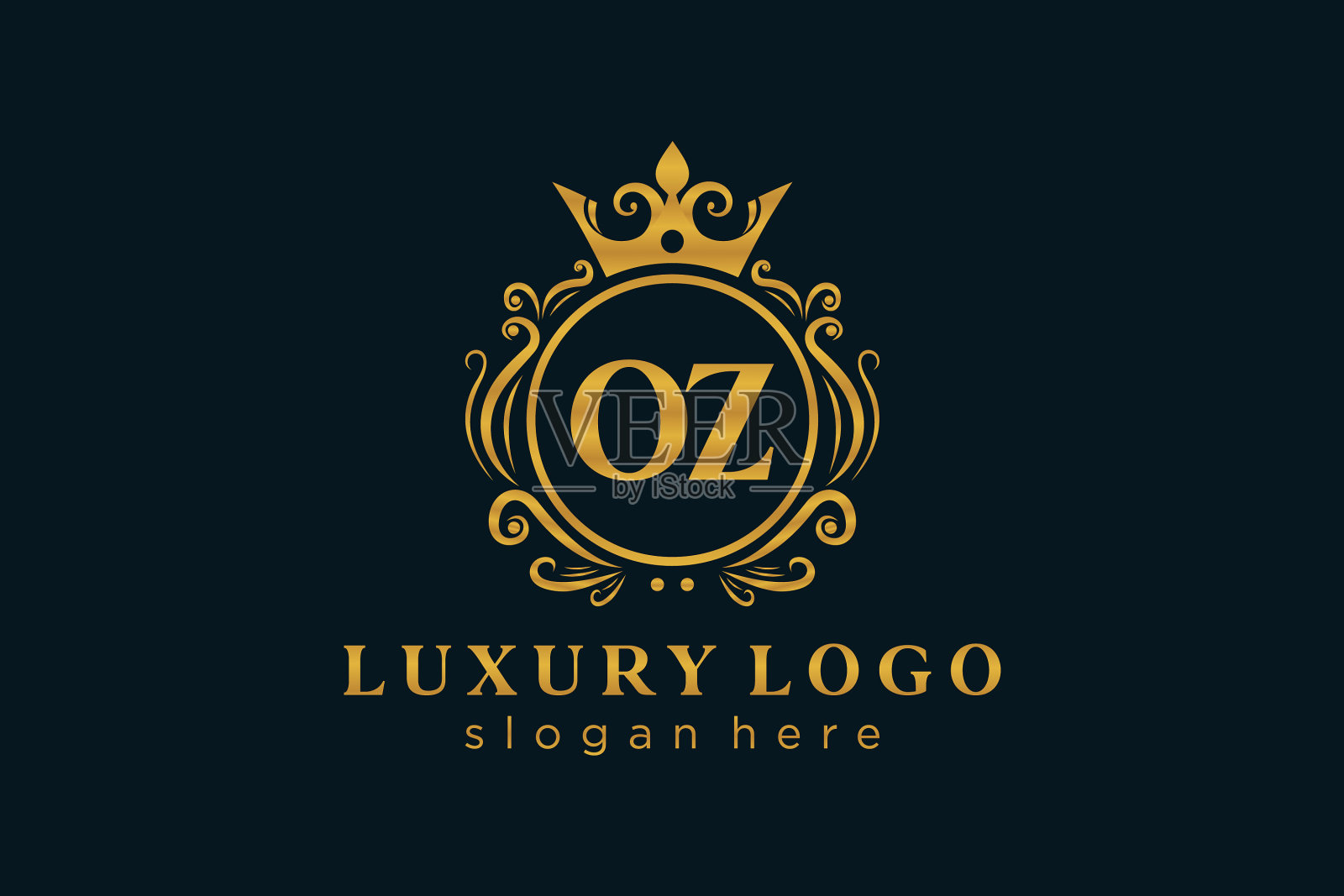 首字母奥兹皇家奢侈标志模板插画图片素材