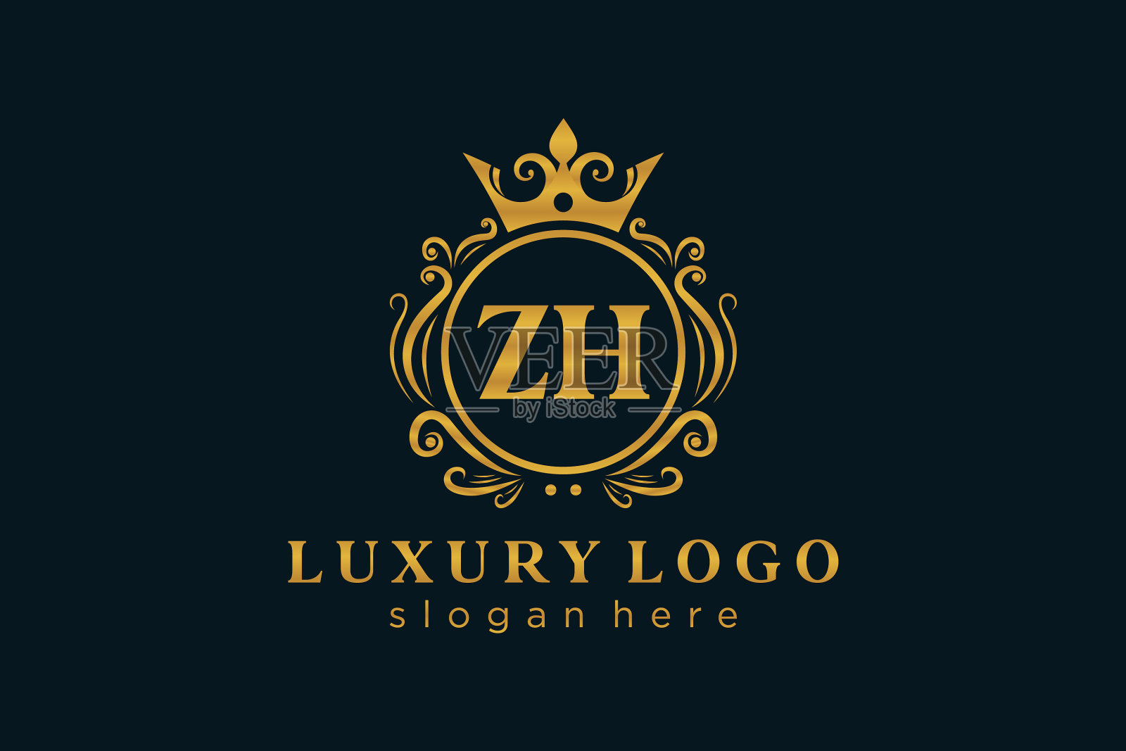 首字母zh皇家奢侈标志模板中插画图片素材