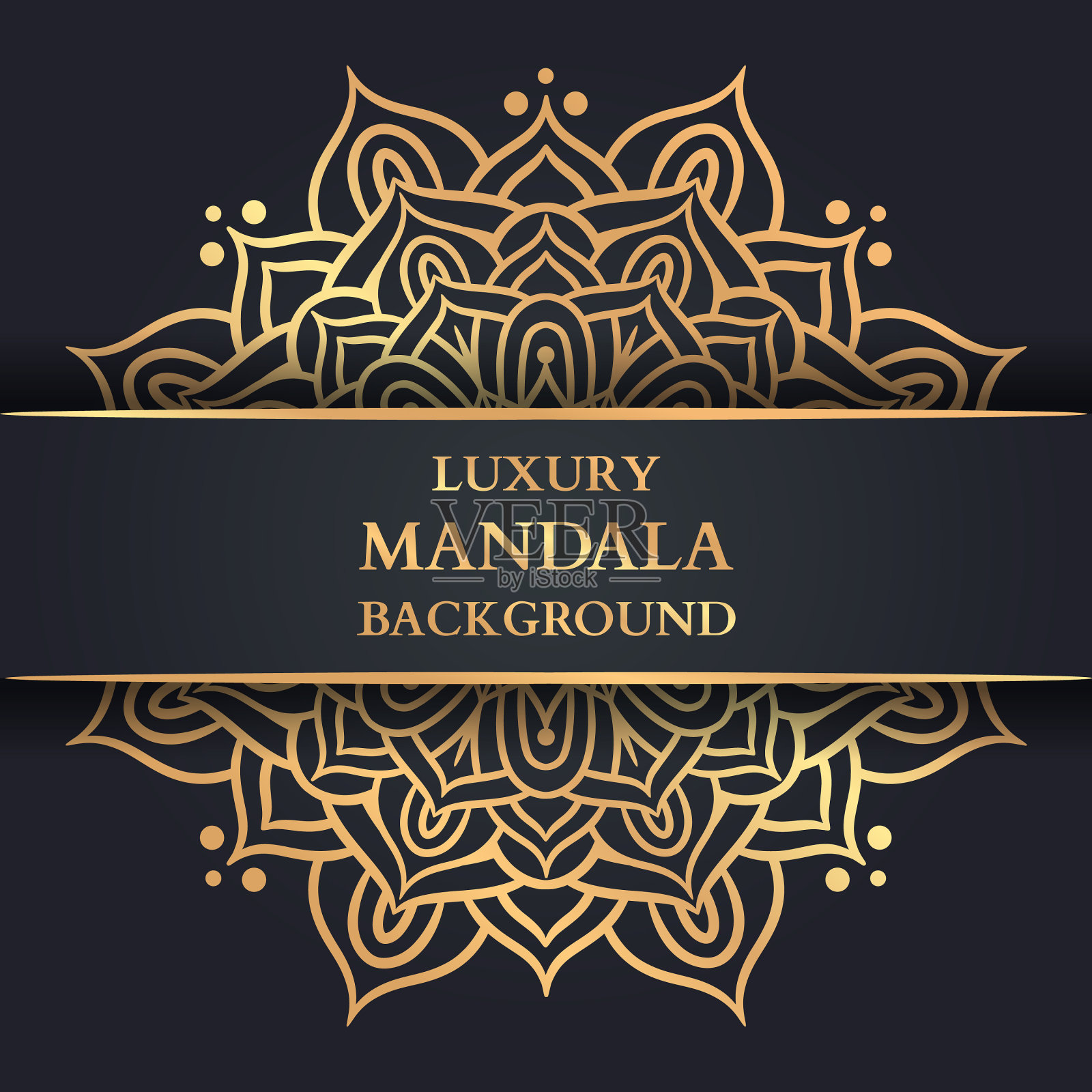 奢华的曼荼罗背景与金色阿拉贝斯克插画图片素材