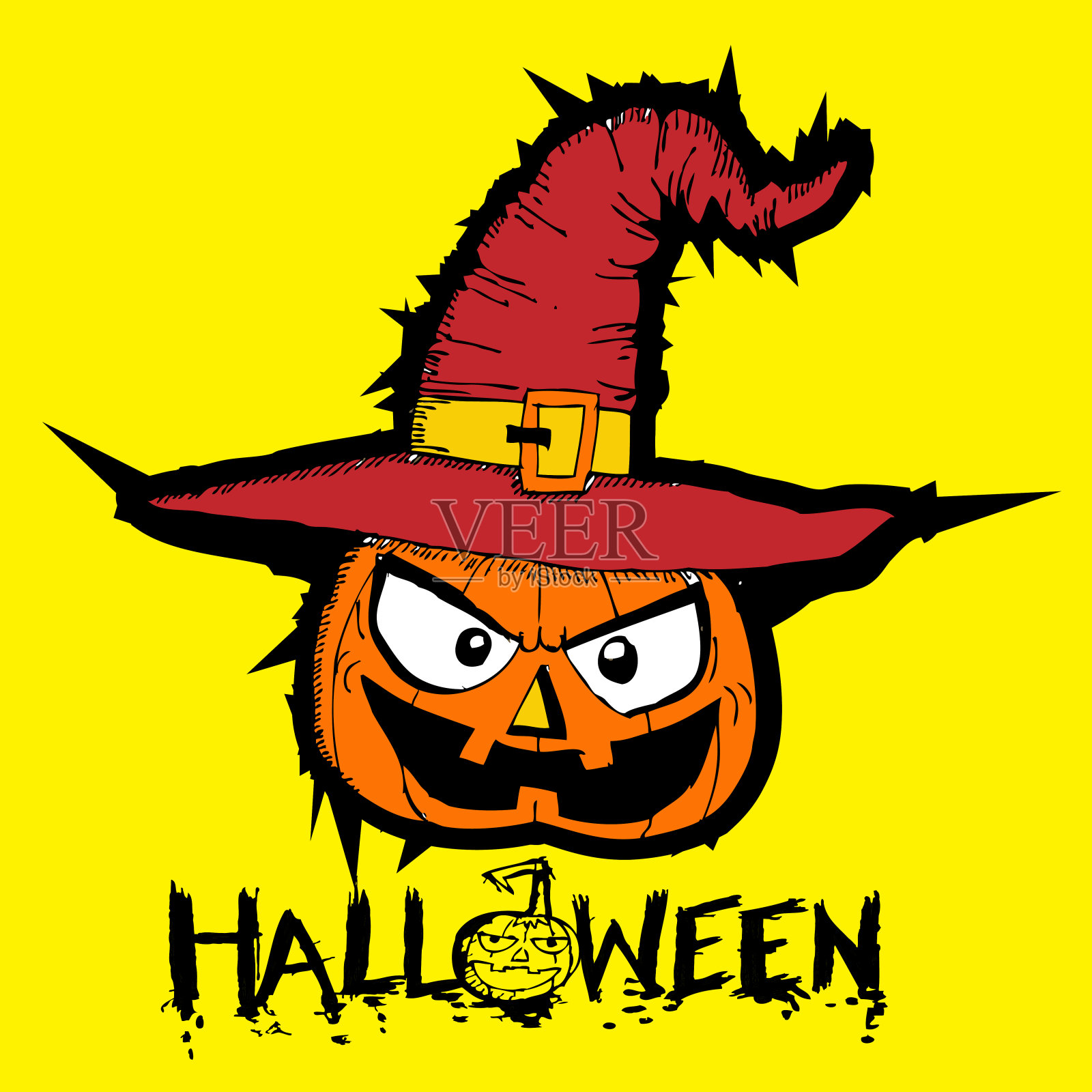 万圣节贺卡南瓜鬼图标标志设计插画图片素材