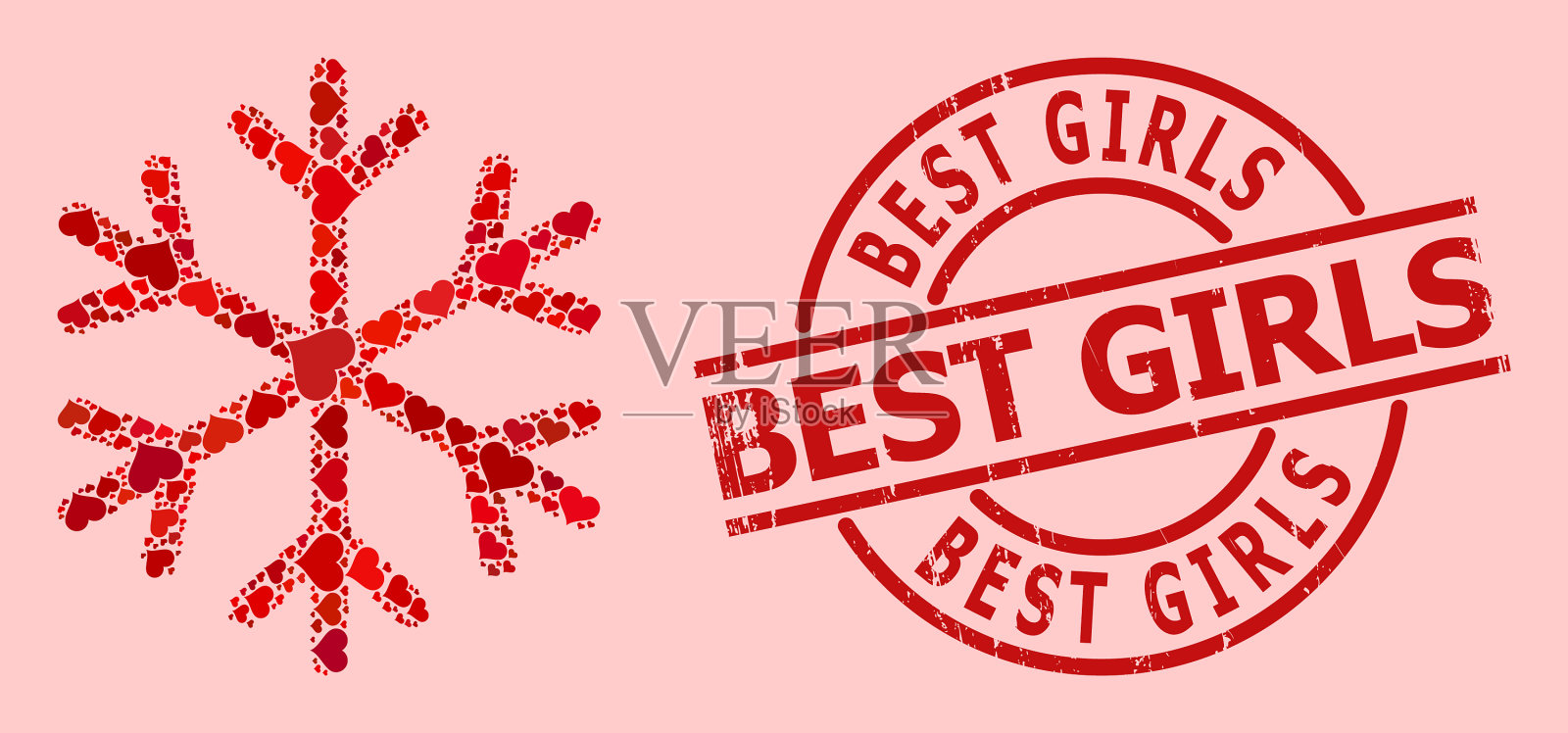 刮花最佳女孩徽章和红色情人节插画图片素材